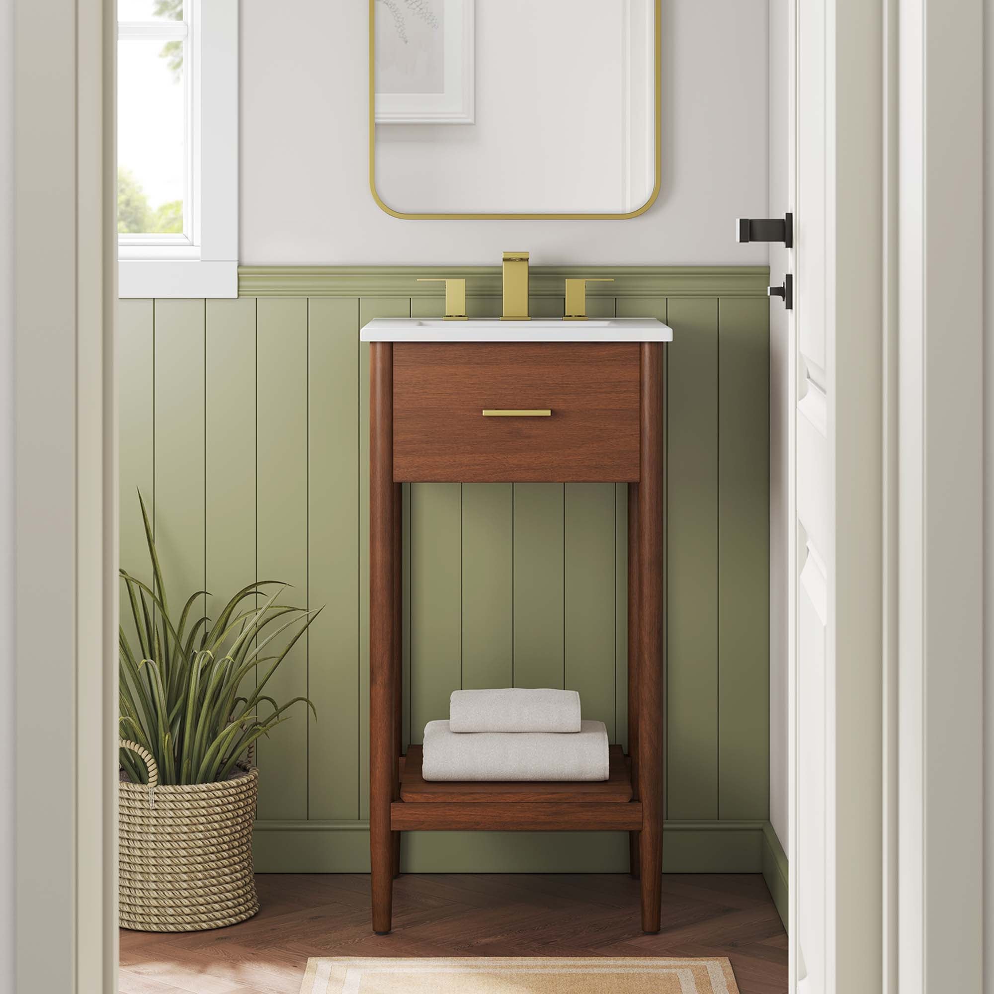 Zaire 18" Bathroom Vanity Cabinet (Sink Basin Not Included), Walnut