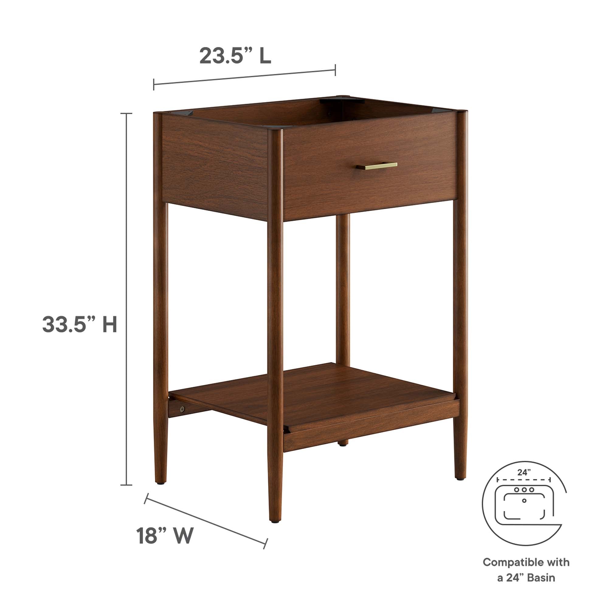 Zaire 24" Bathroom Vanity Cabinet (Sink Basin Not Included), Walnut