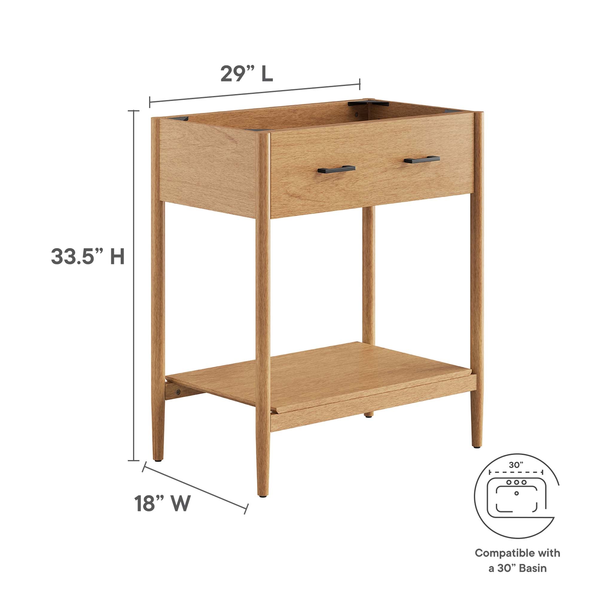 Zaire 30" Bathroom Vanity Cabinet (Sink Basin Not Included), Natural