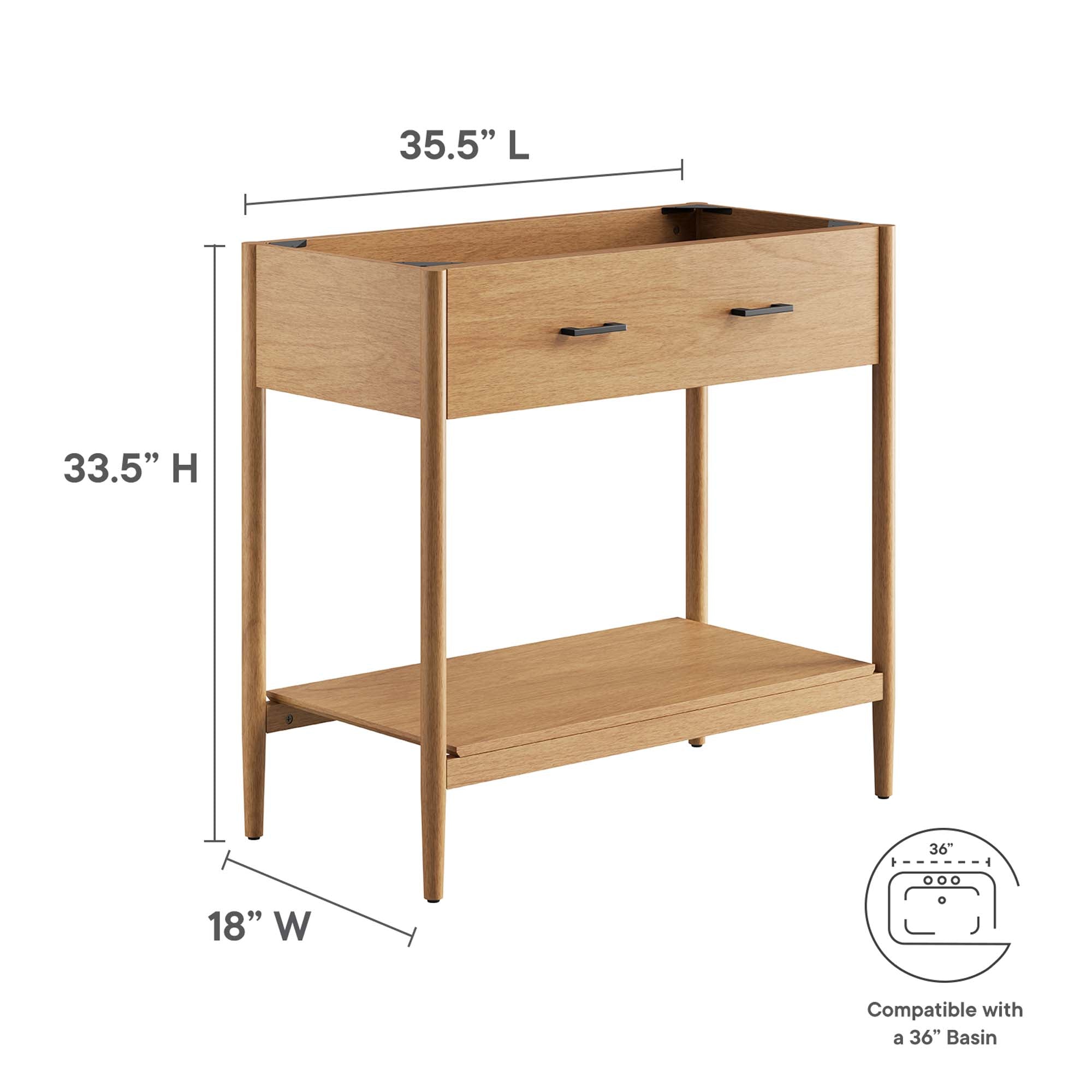 Zaire 36" Bathroom Vanity Cabinet (Sink Basin Not Included), Natural