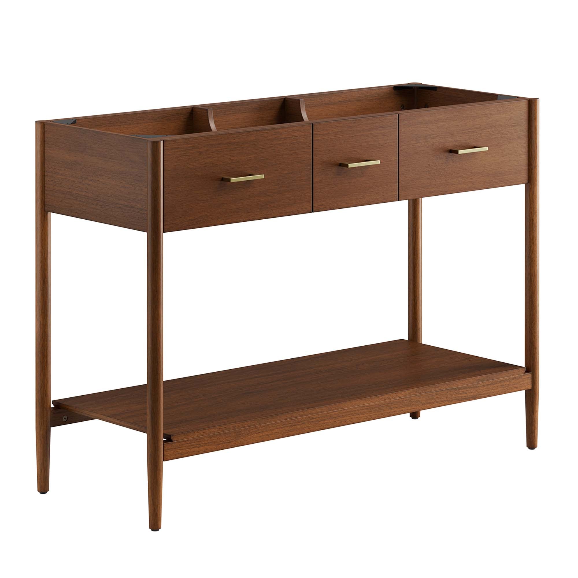 Zaire 48" Double Sink Compatible Bathroom Vanity Cabinet (Sink Basin Not Included), Walnut