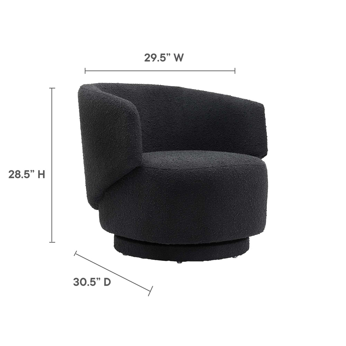 Celestia Boucle Fabric Swivel Chair, Black