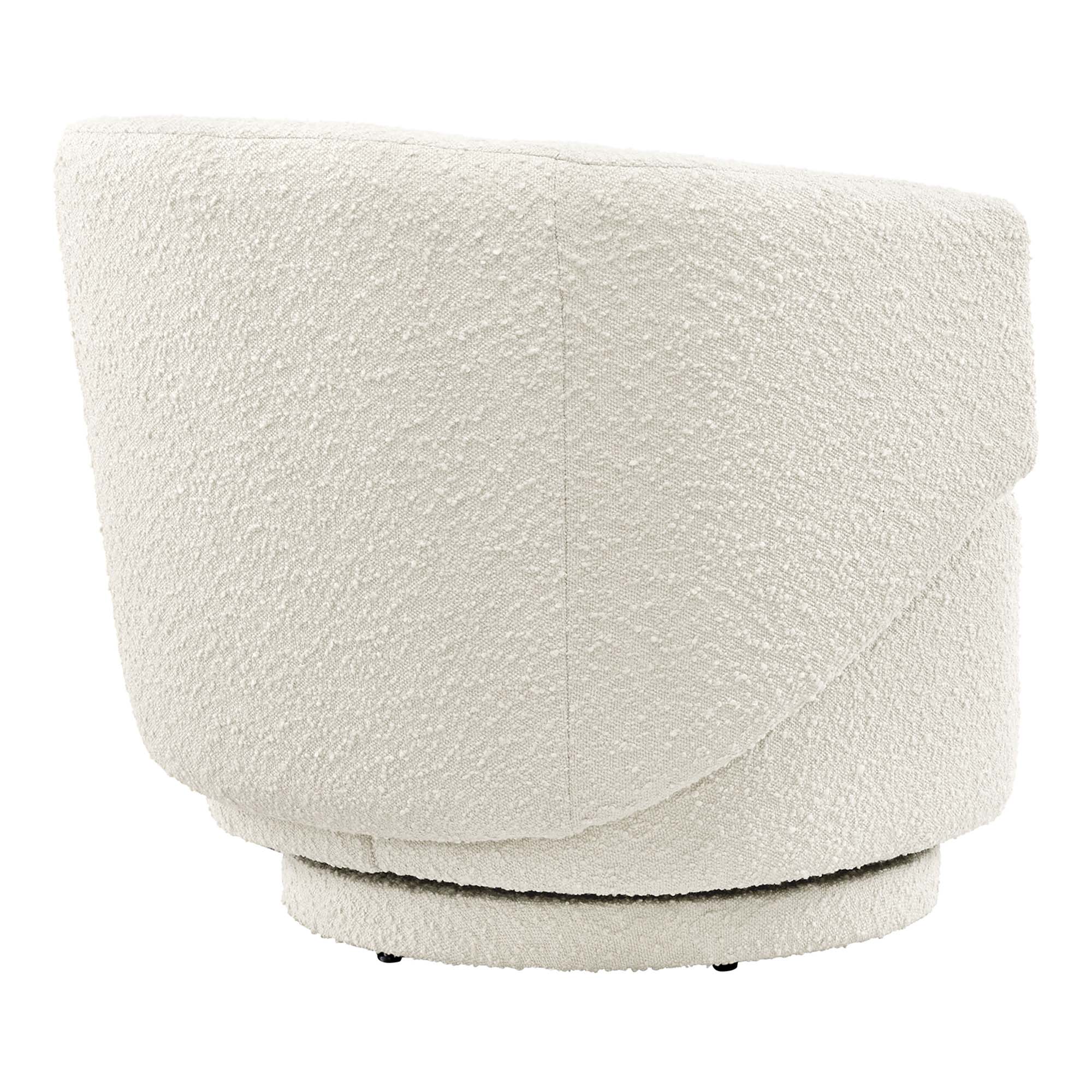 Celestia Boucle Fabric Swivel Chair, Ivory