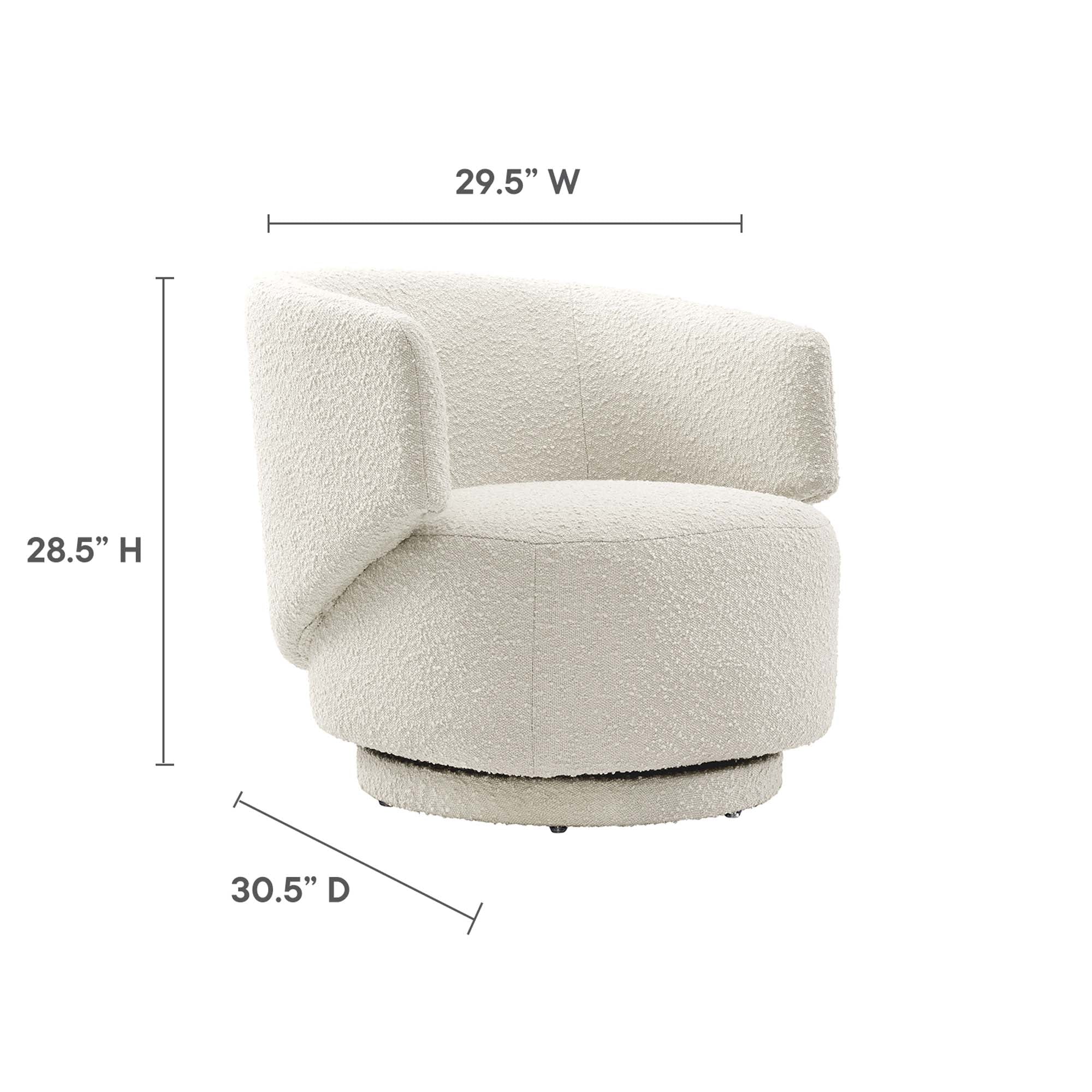 Celestia Boucle Fabric Swivel Chair, Ivory