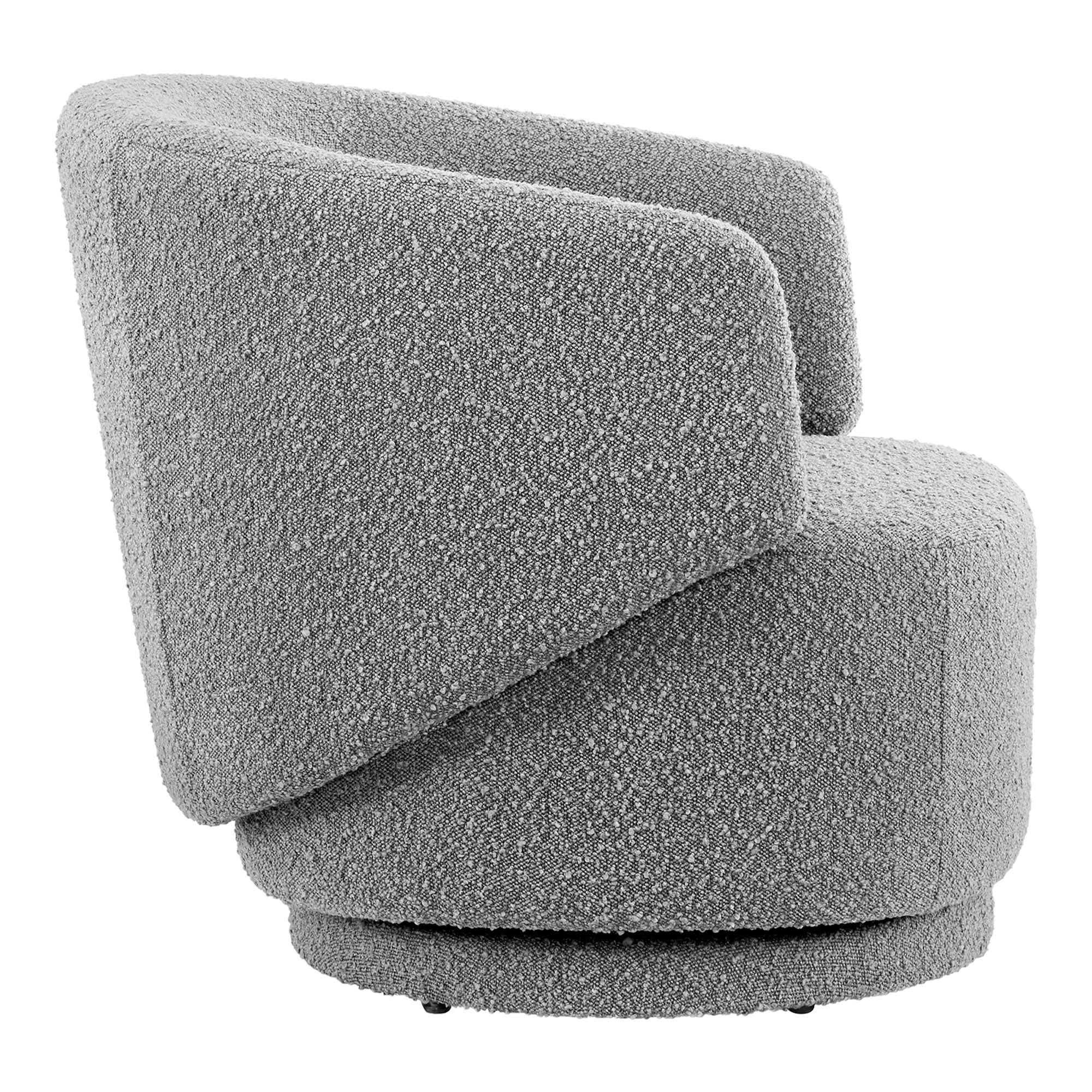 Celestia Boucle Fabric Swivel Chair, Light Gray