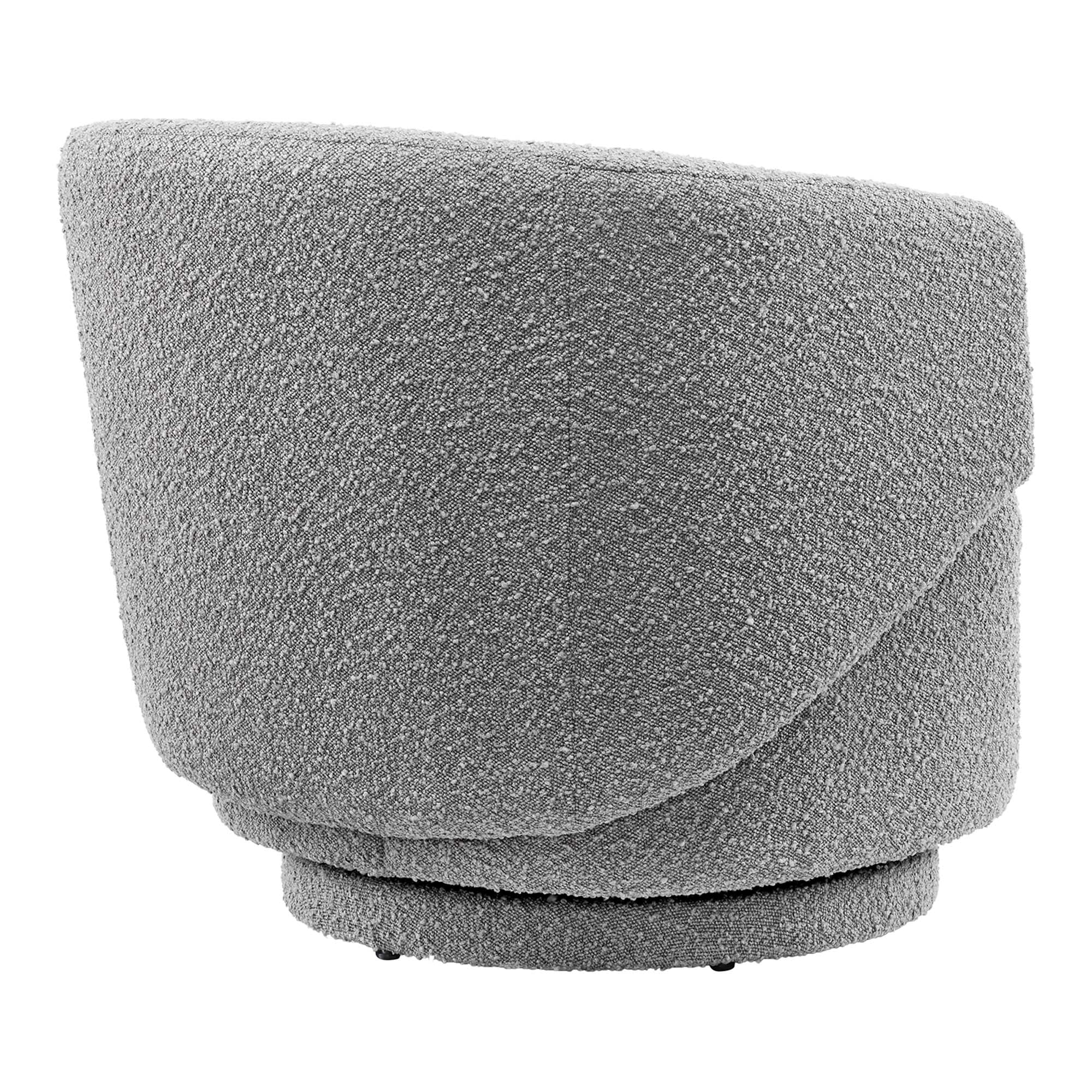 Celestia Boucle Fabric Swivel Chair, Light Gray