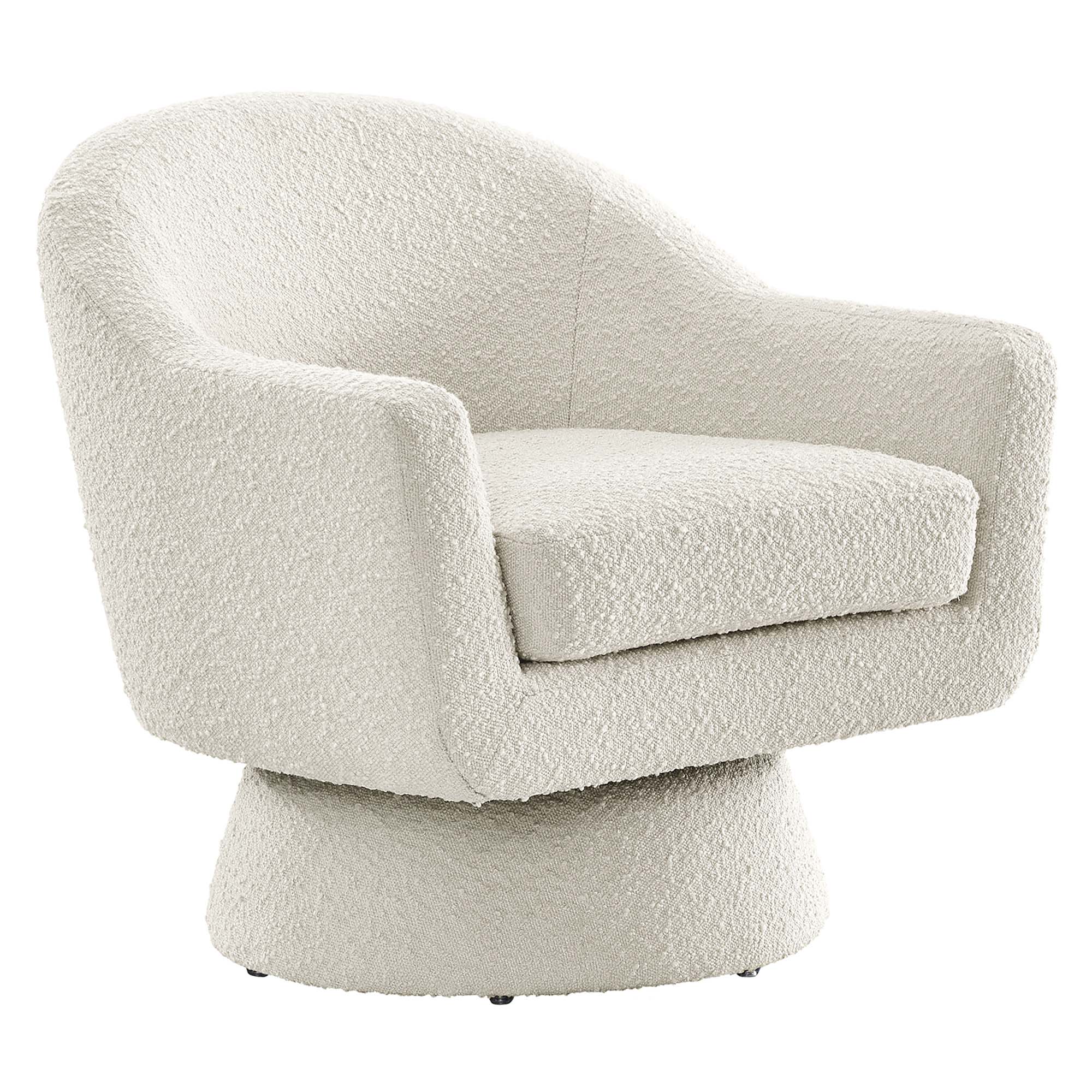 Astral Boucle Fabric Swivel Chair, Ivory