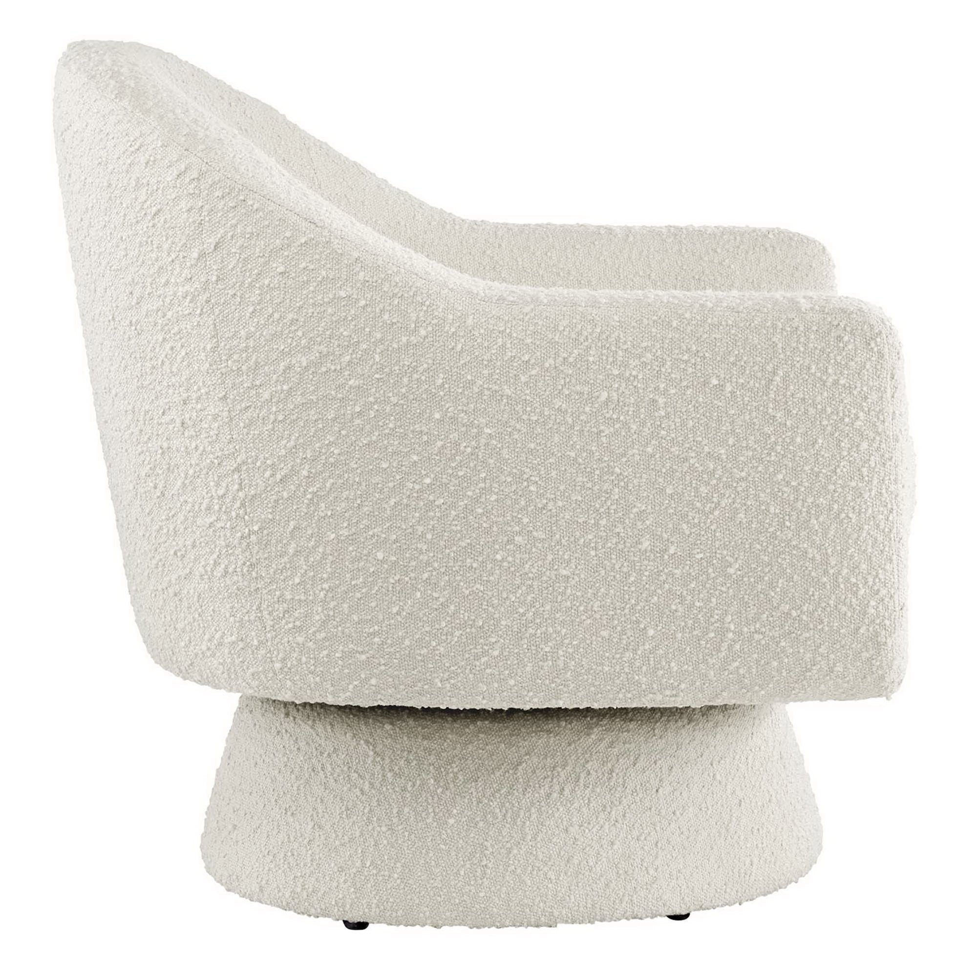 Astral Boucle Fabric Swivel Chair, Ivory