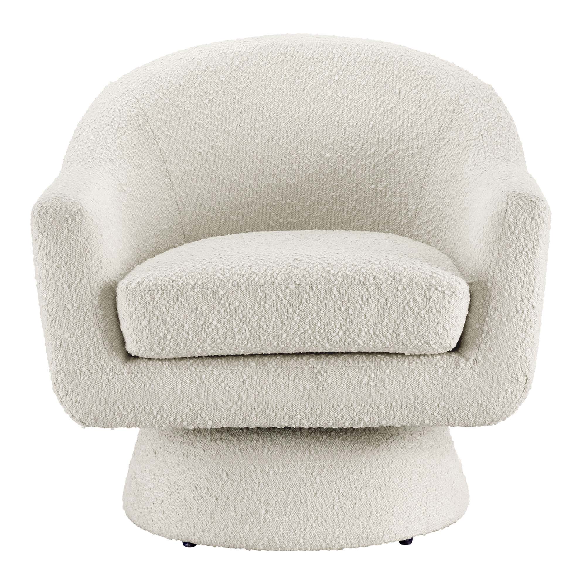 Astral Boucle Fabric Swivel Chair, Ivory