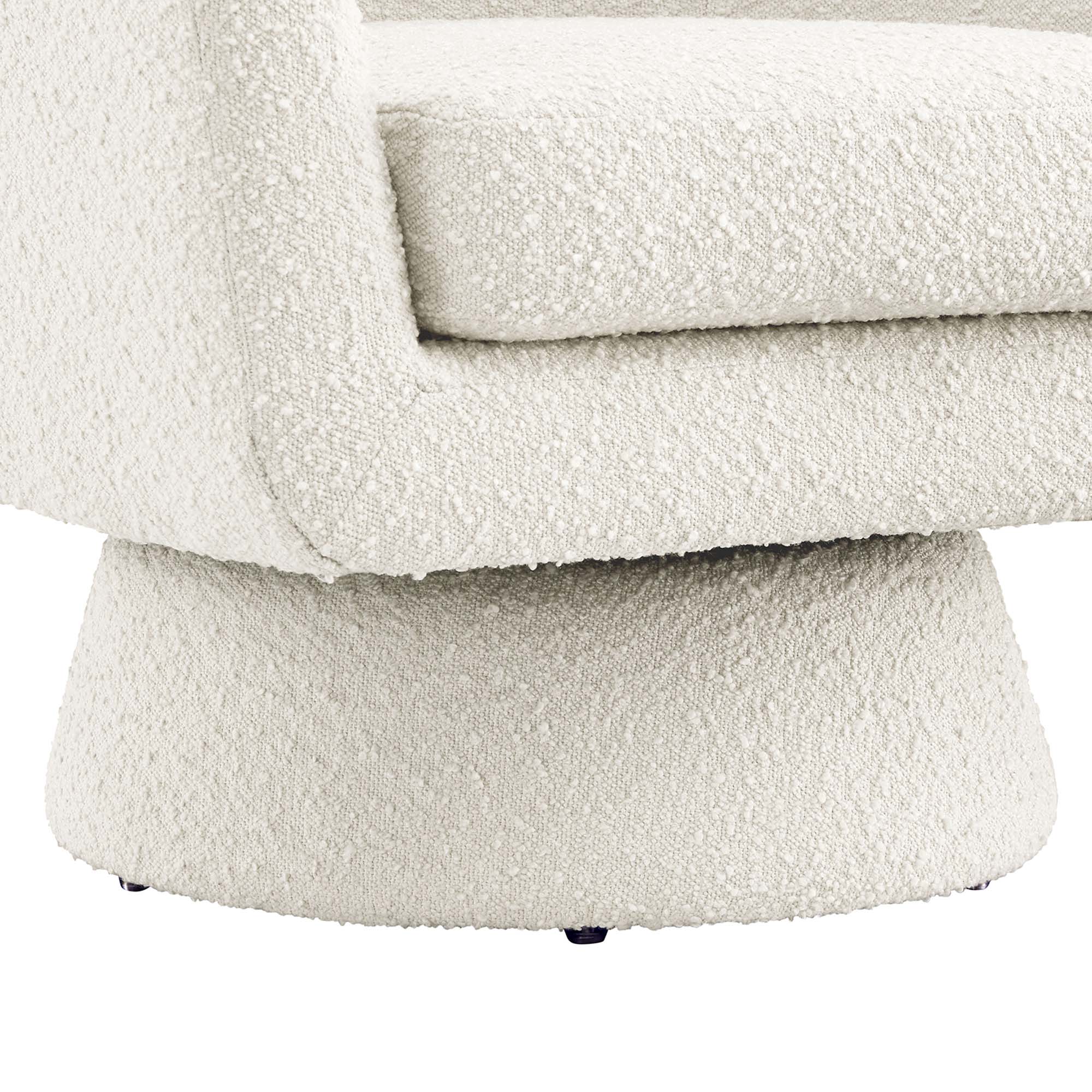 Astral Boucle Fabric Swivel Chair, Ivory