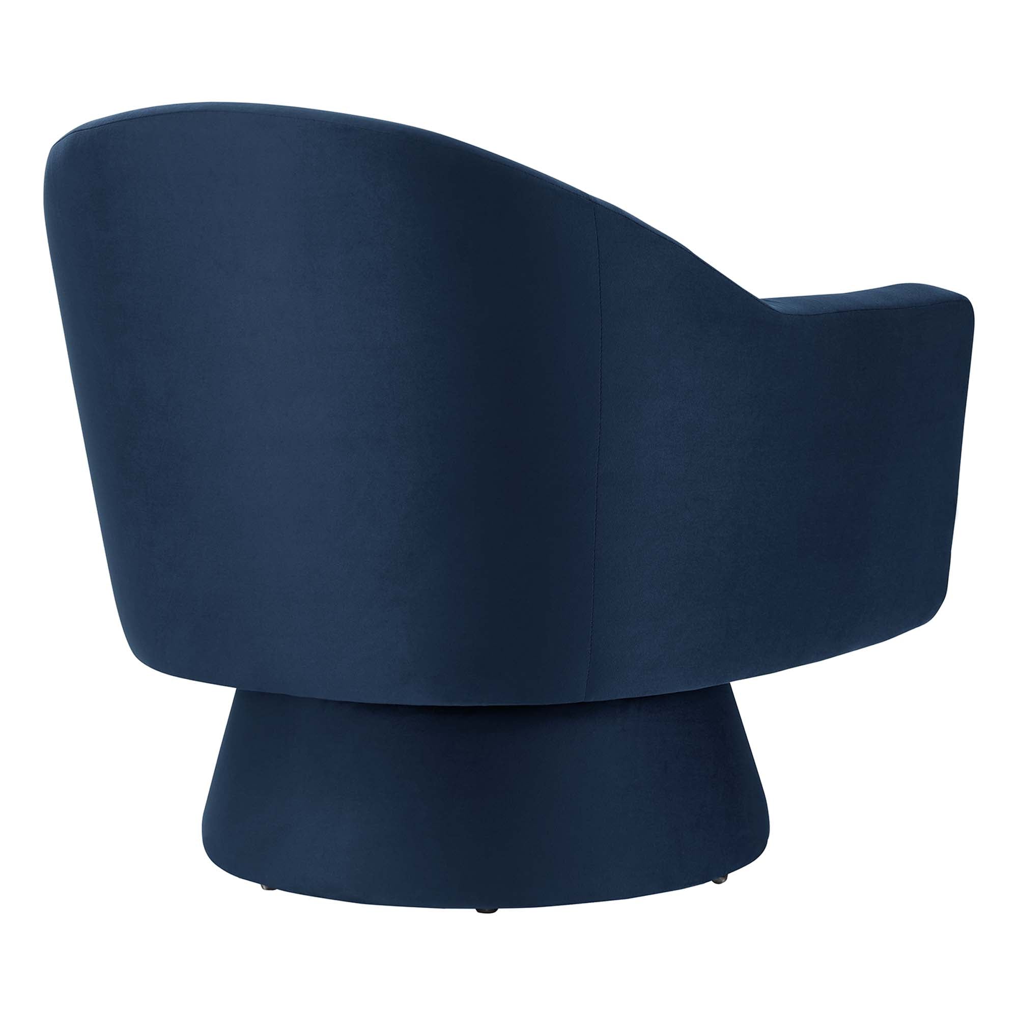 Astral Performance Velvet Fabric and Wood Swivel Chair, Midnight Blue