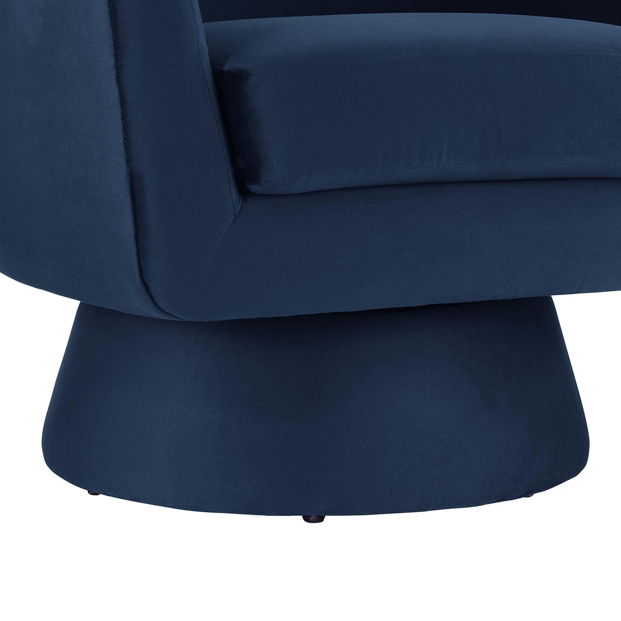 Astral Performance Velvet Fabric and Wood Swivel Chair, Midnight Blue