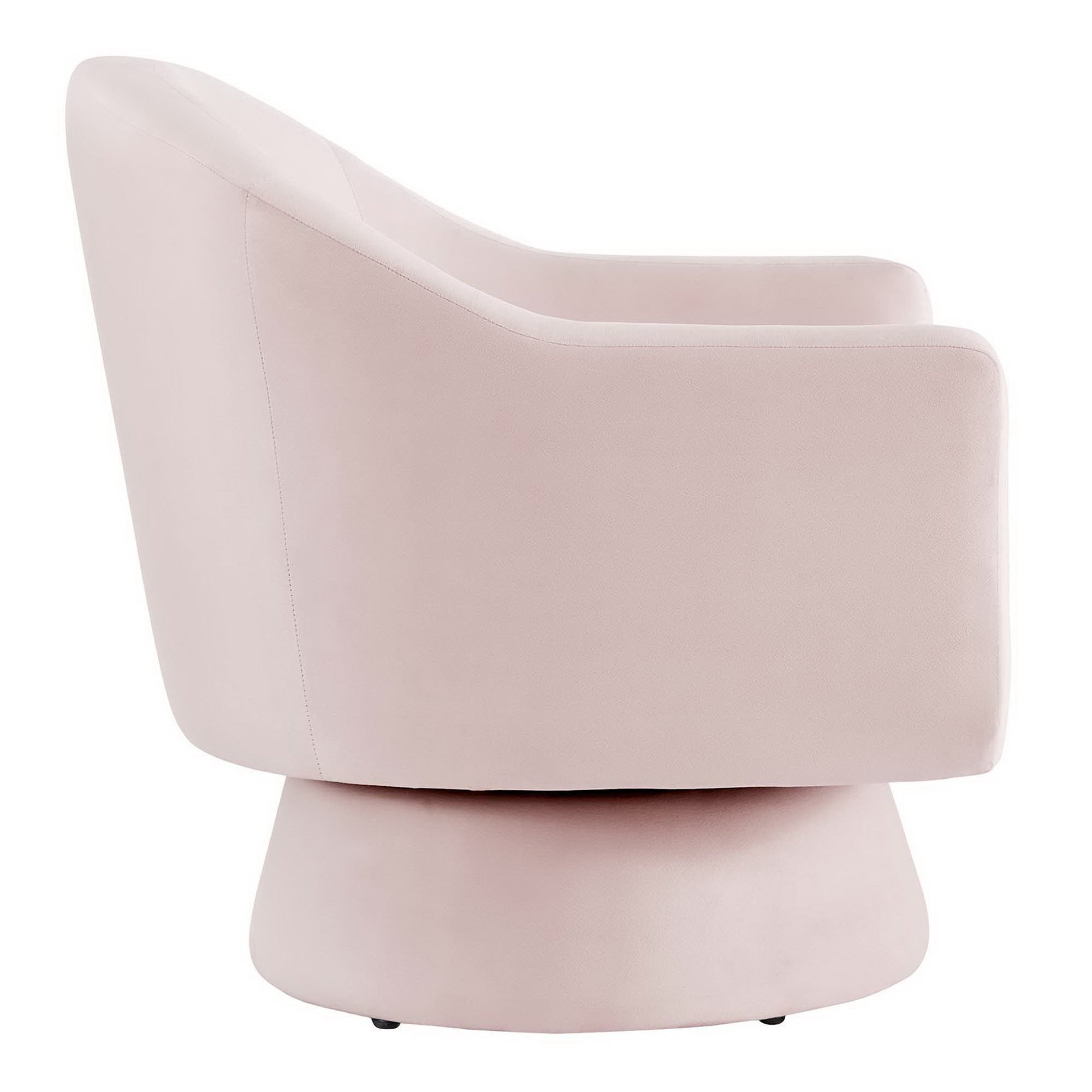Astral Performance Velvet Fabric and Wood Swivel Chair, Pink