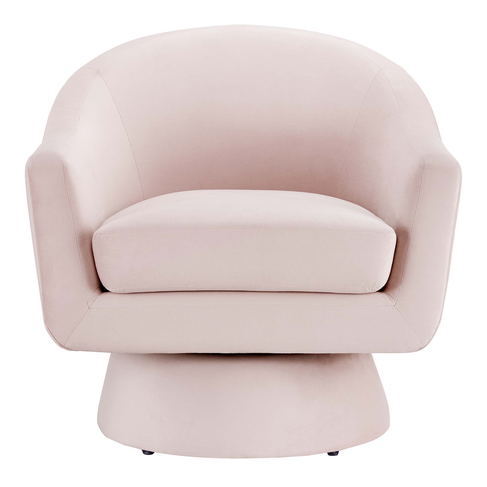 Astral Performance Velvet Fabric and Wood Swivel Chair, Pink