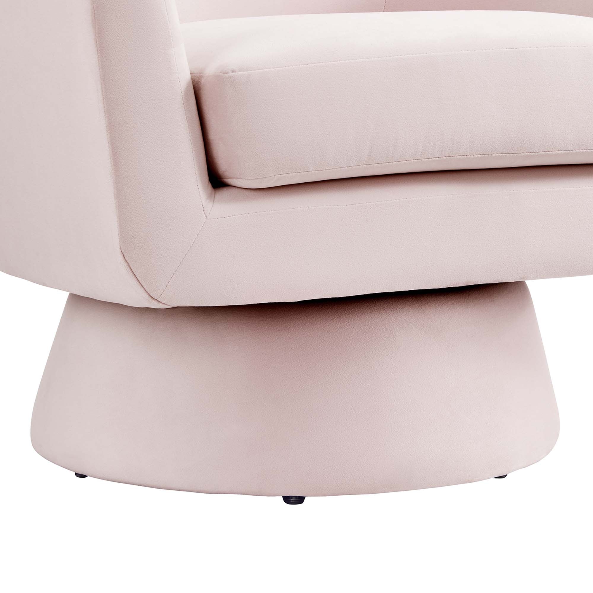 Astral Performance Velvet Fabric and Wood Swivel Chair, Pink
