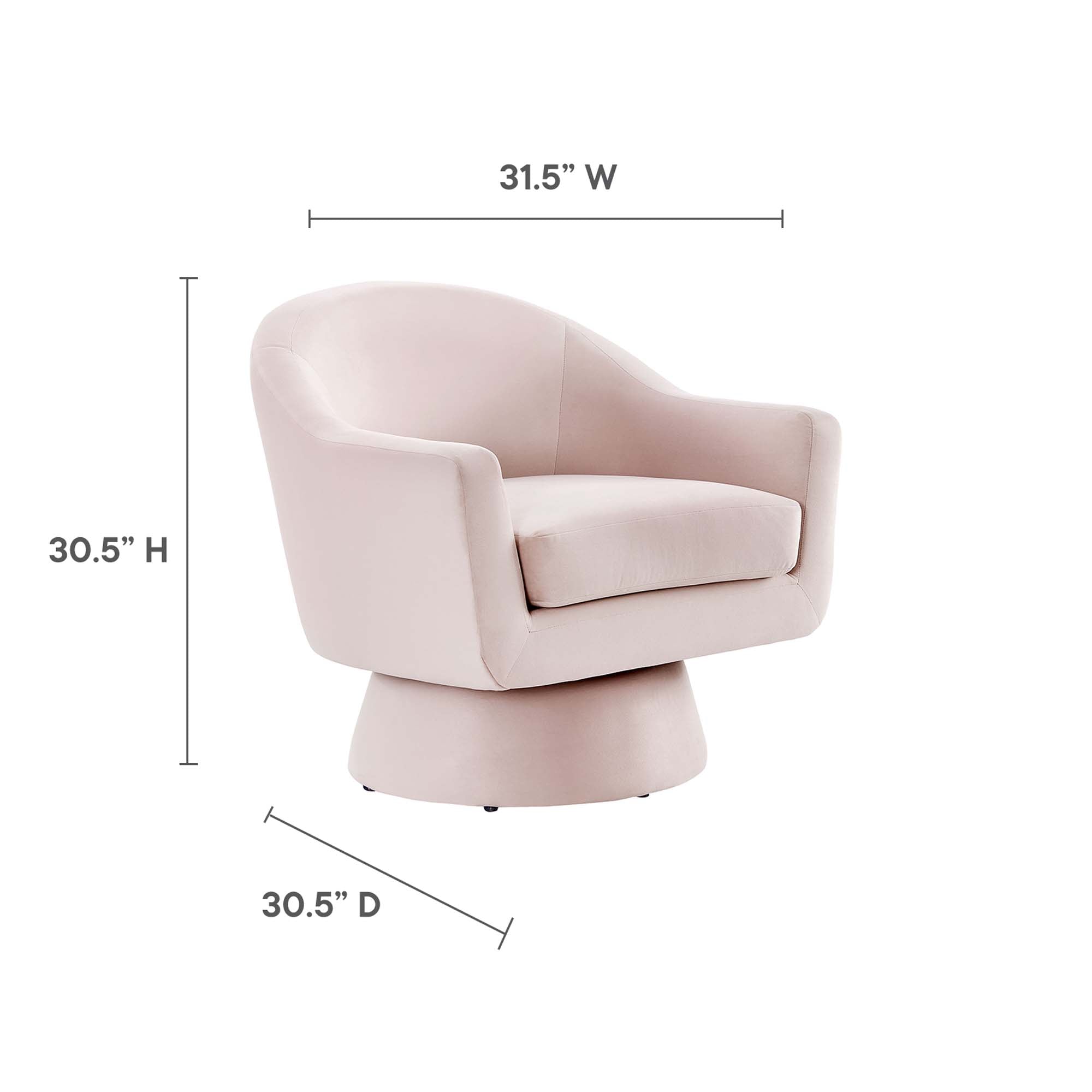 Astral Performance Velvet Fabric and Wood Swivel Chair, Pink