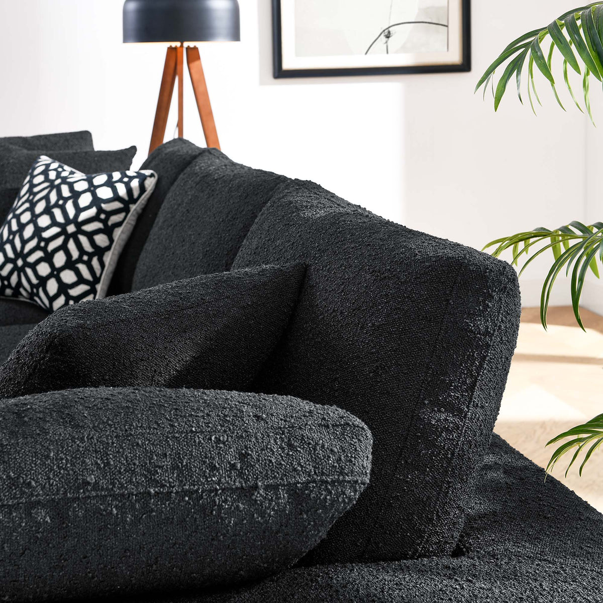 Commix Down Filled Overstuffed Boucle Fabric 3-Seater Sofa, Black