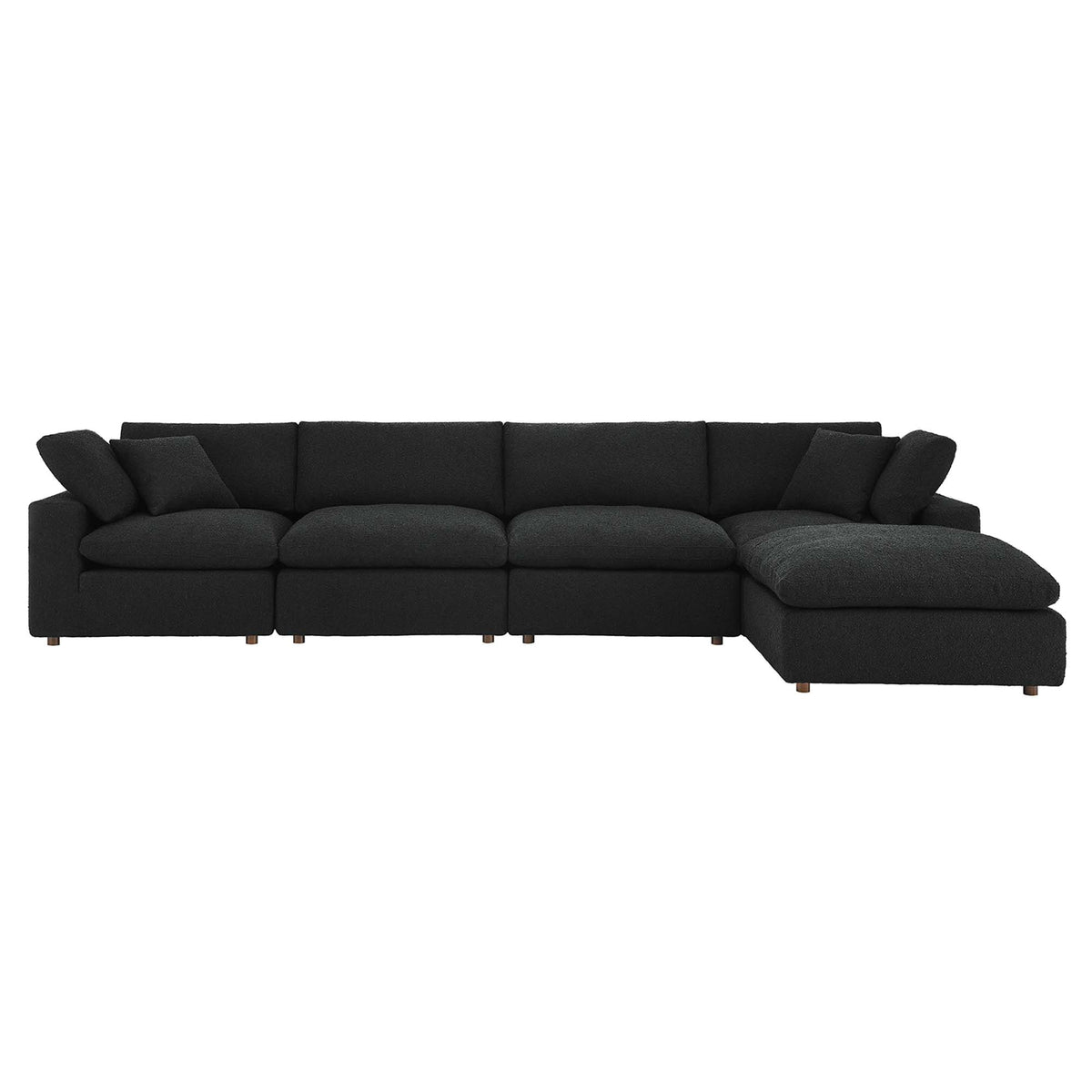 Commix 5-Piece Down Filled Overstuffed Boucle Fabric Sectional Sofa, Black - Model EEI-6365