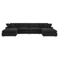 Commix 6-Piece Down Filled Overstuffed Boucle Sectional Sofa, Black