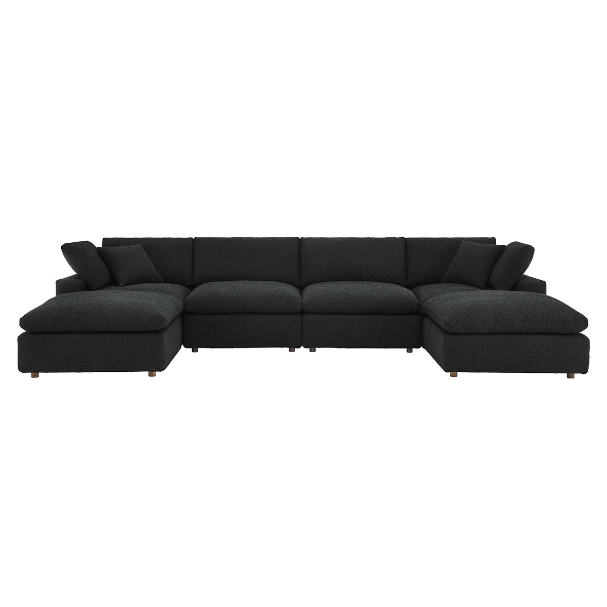 Commix 6-Piece Down Filled Overstuffed Boucle Sectional Sofa, Black