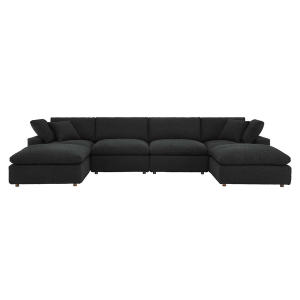 Commix 6-Piece Down Filled Overstuffed Boucle Sectional Sofa, Black