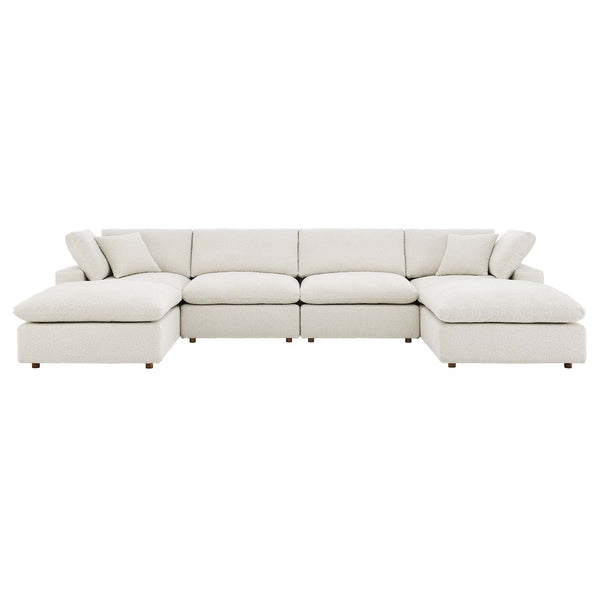 Commix 6-Piece Down Filled Overstuffed Boucle Sectional Sofa, Ivory