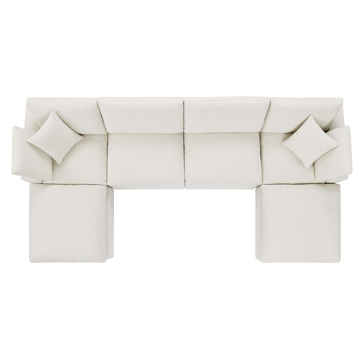 Commix 6-Piece Down Filled Overstuffed Boucle Sectional Sofa, Ivory