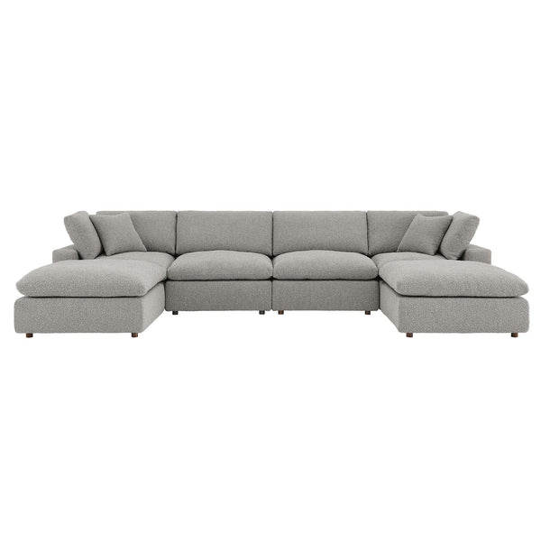 Commix 6-Piece Down Filled Overstuffed Boucle Sectional Sofa, Light Gray