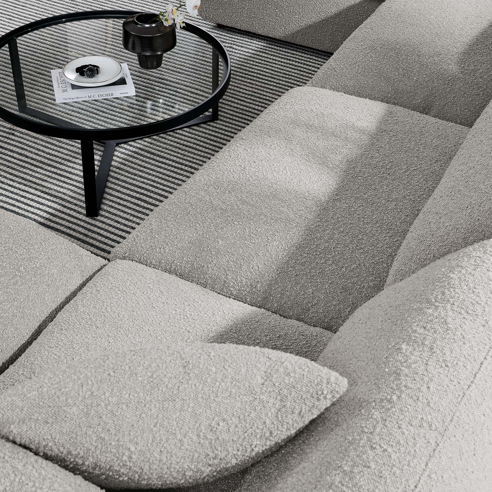 Commix 6-Piece Down Filled Overstuffed Boucle Sectional Sofa, Light Gray