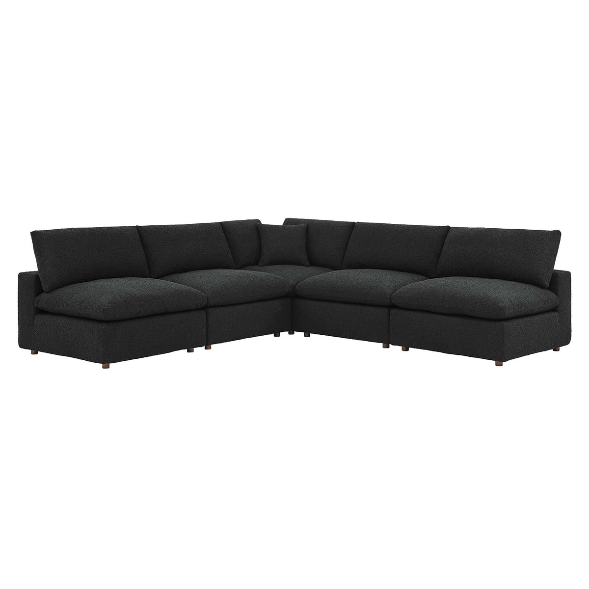Commix 5-Piece Down Filled Overstuffed Boucle Fabric Sectional Sofa, Black - Model EEI-6367