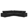 Commix 5-Piece Down Filled Overstuffed Boucle Sectional Sofa, Black