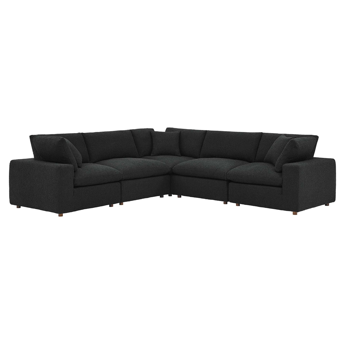 Commix 5-Piece Down Filled Overstuffed Boucle Sectional Sofa, Black