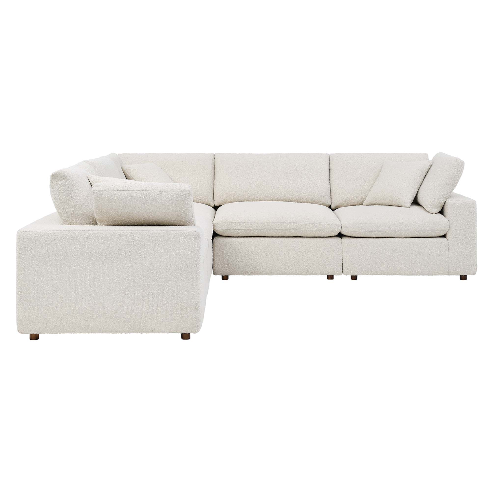 Commix 5-Piece Down Filled Overstuffed Boucle Sectional Sofa, Ivory