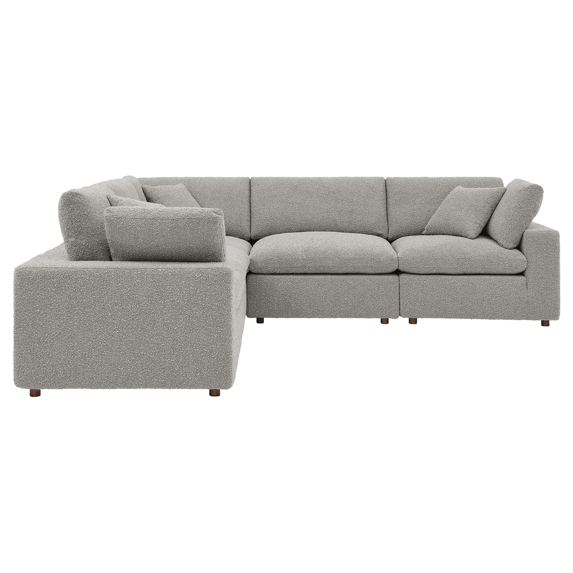 Commix 5-Piece Down Filled Overstuffed Boucle Sectional Sofa, Light Gray
