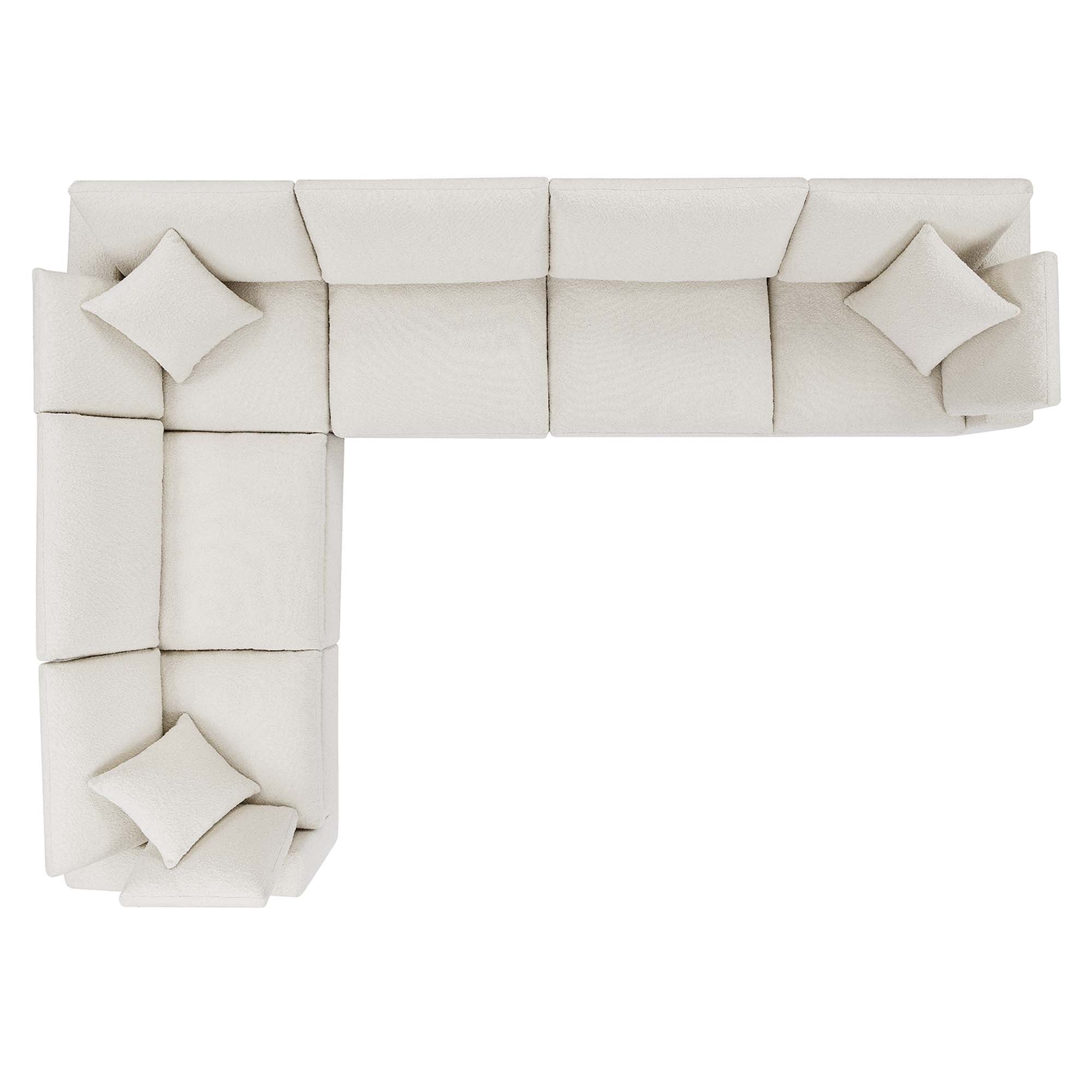 Commix 6-Piece Down Filled Overstuffed Boucle Fabric Sectional Sofa, Ivory