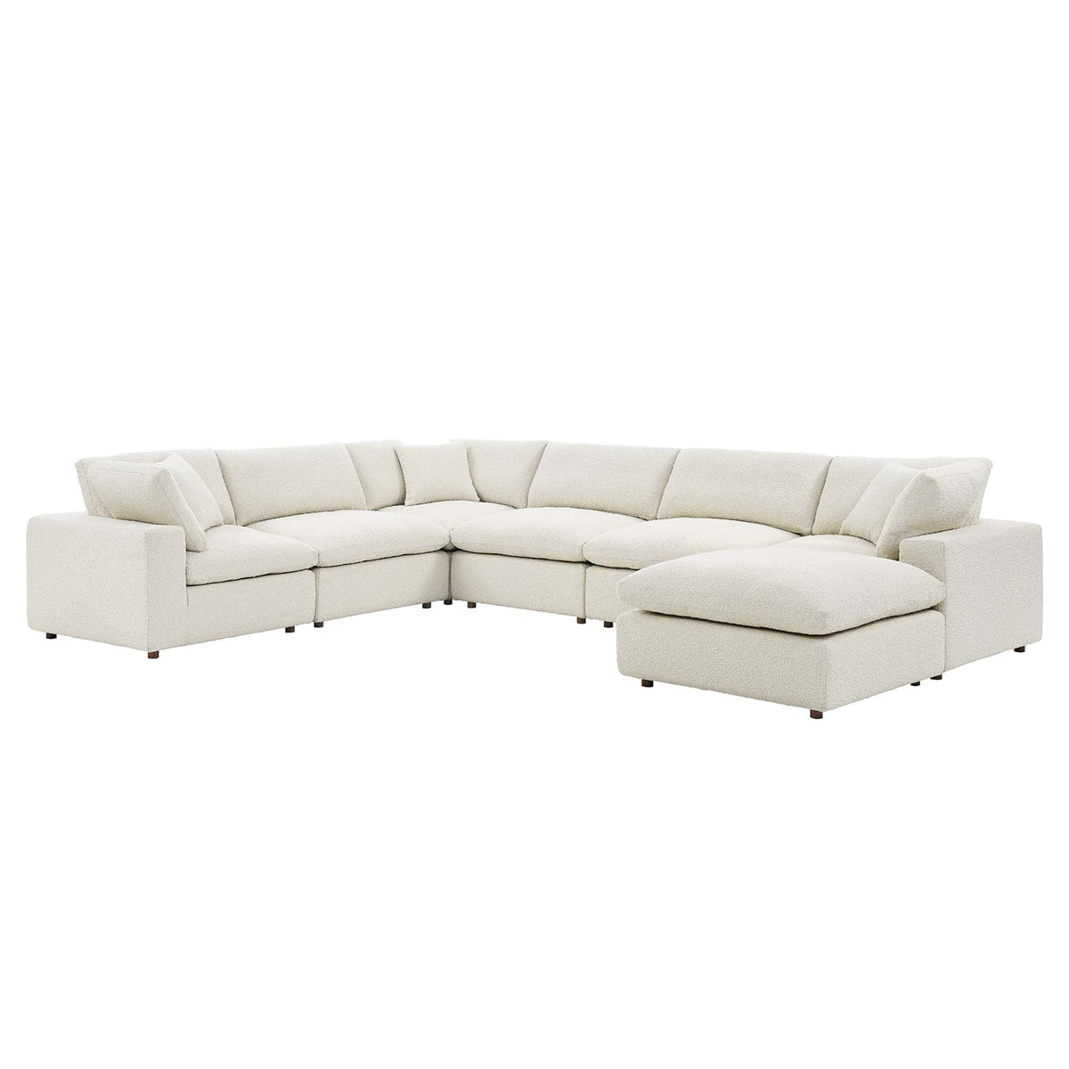 Commix 7-Piece Down Filled Overstuffed Boucle Sectional Sofa, Ivory