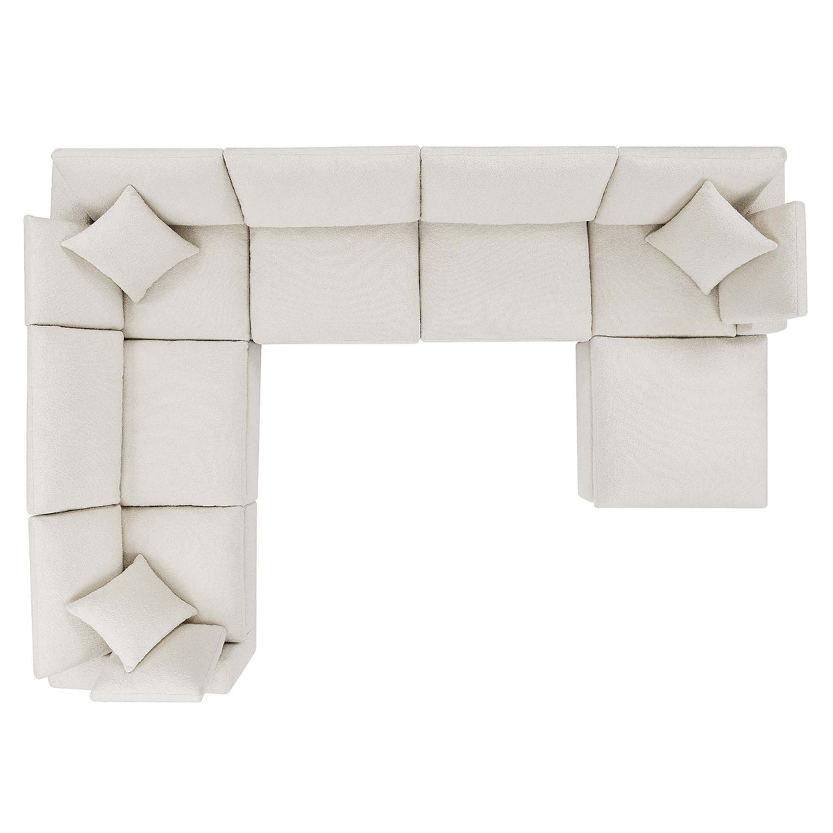 Commix 7-Piece Down Filled Overstuffed Boucle Sectional Sofa, Ivory