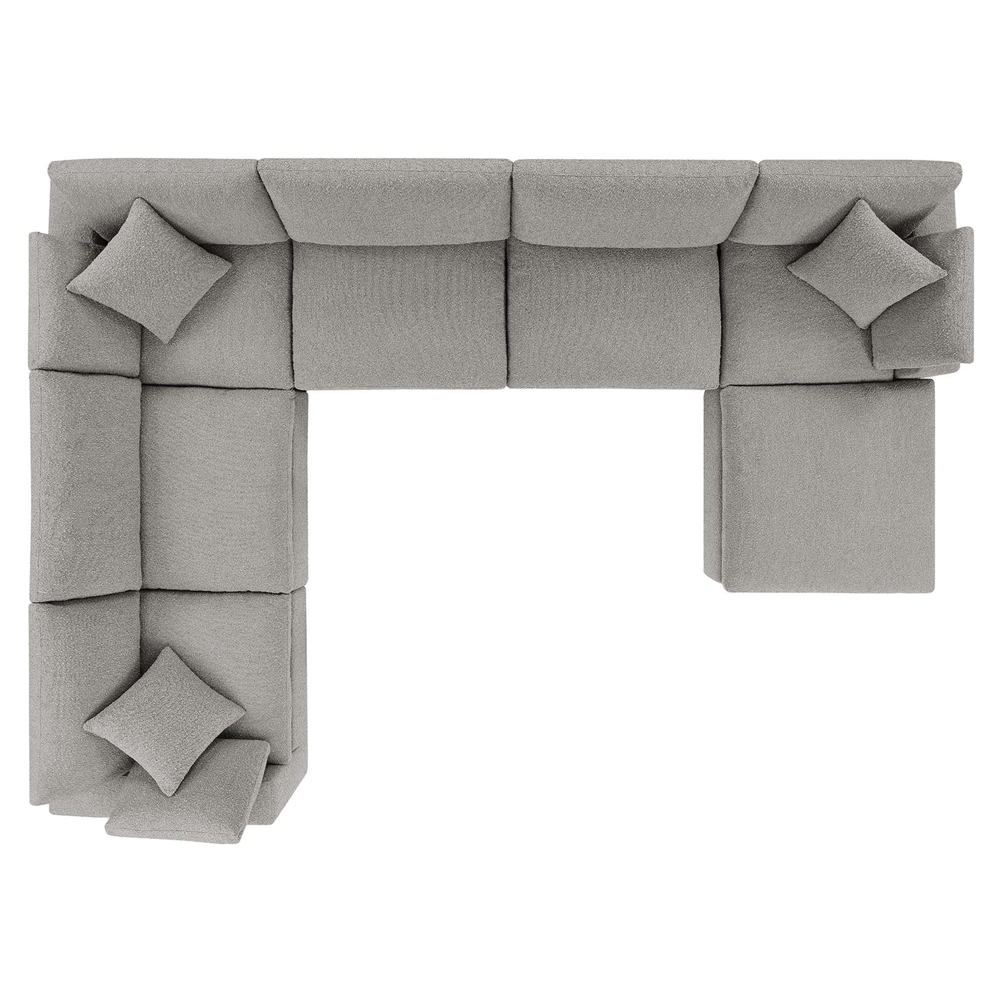 Commix 7-Piece Down Filled Overstuffed Boucle Sectional Sofa, Light Gray