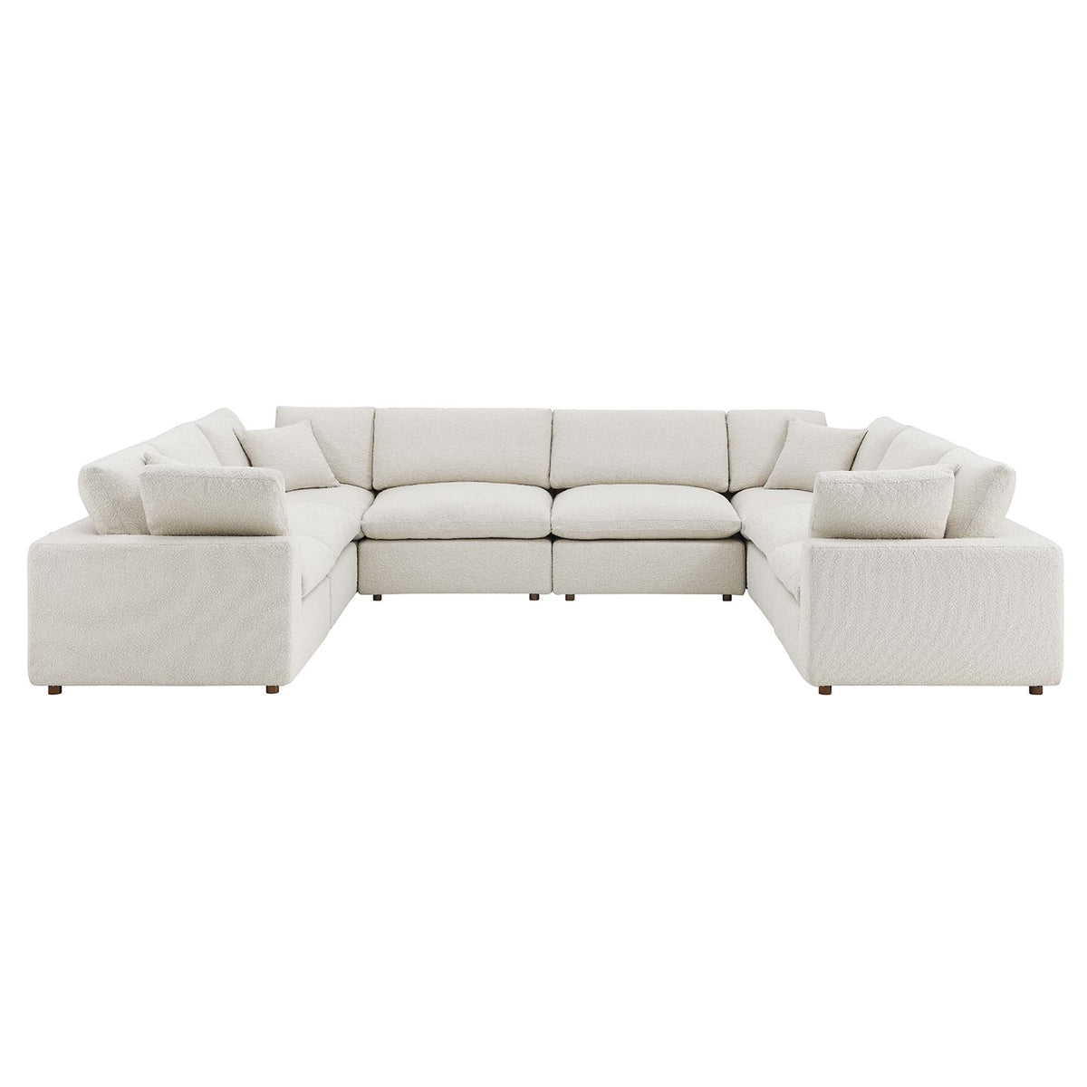 Commix 8-Piece Down Filled Overstuffed Boucle Fabric Sectional Sofa, Ivory