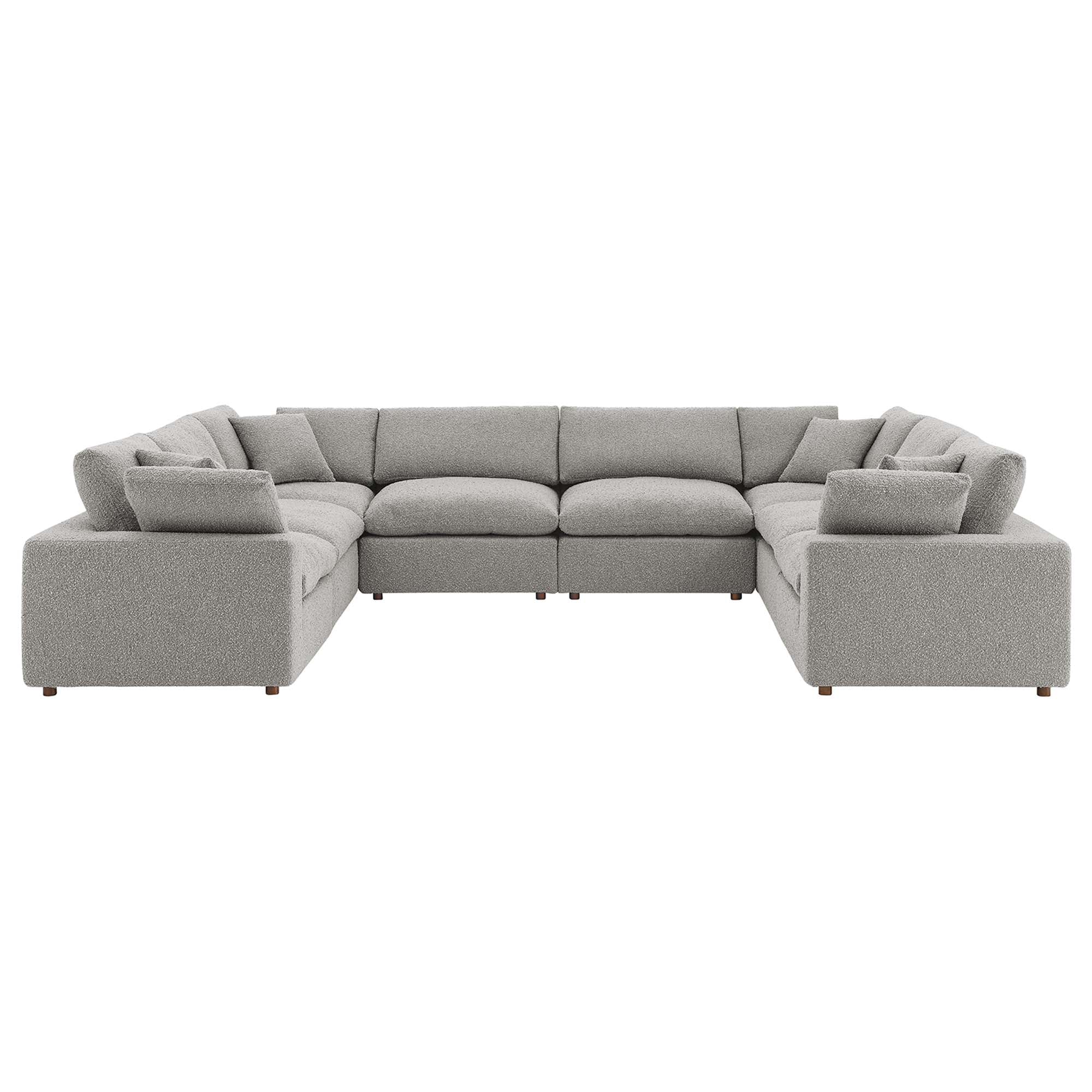 Commix 8-Piece Down Filled Overstuffed Boucle Fabric Sectional Sofa, Light Gray