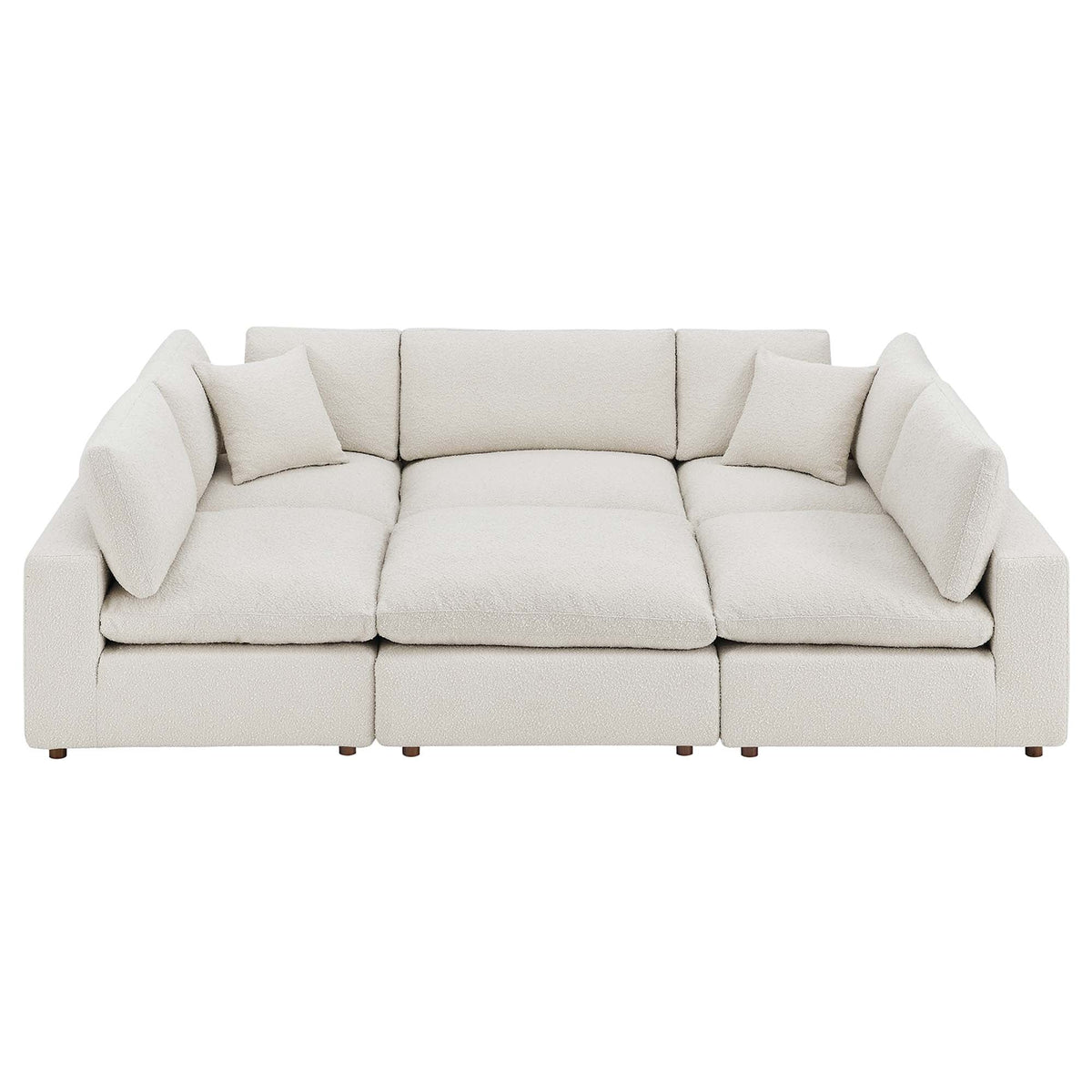 Commix 6-Piece Down Filled Overstuffed Boucle Fabric Sectional Sofa, Ivory - Model EEI-6372