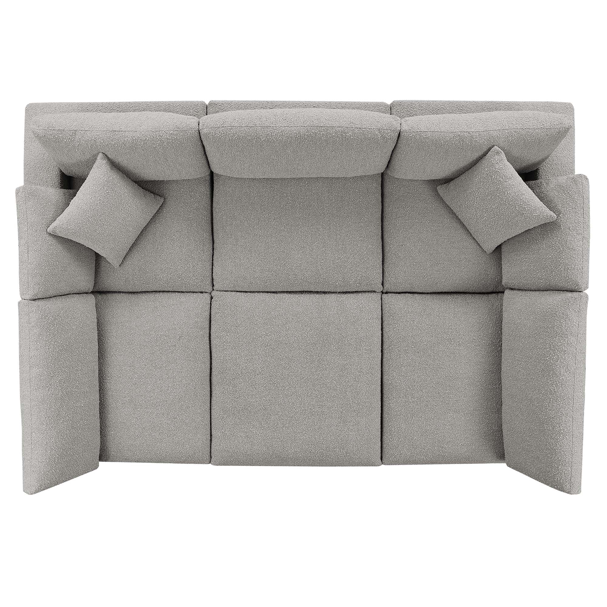 Commix 6-Piece Down Filled Overstuffed Boucle Fabric Sectional Sofa, Light Gray