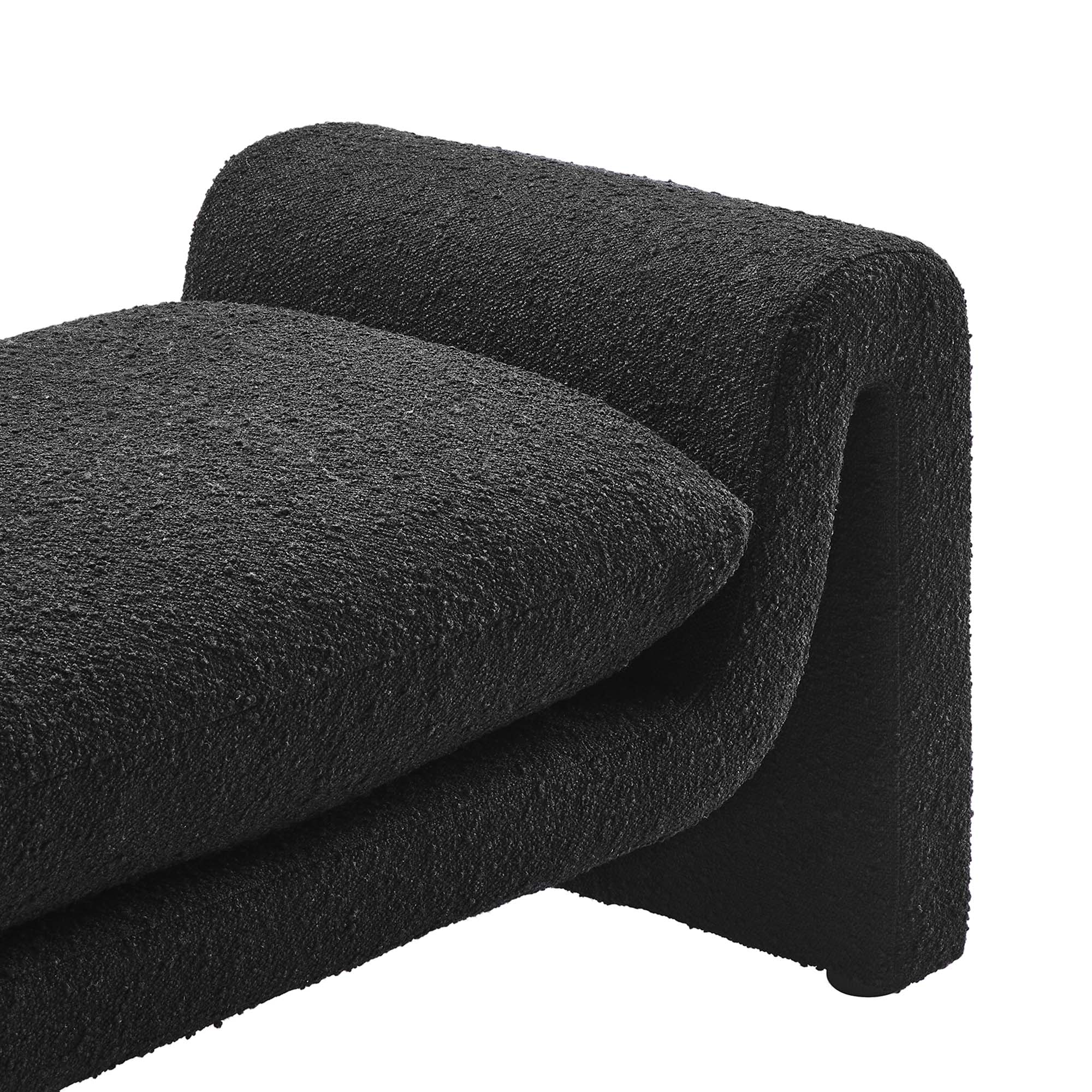 Waverly Boucle Fabric Bench, Black
