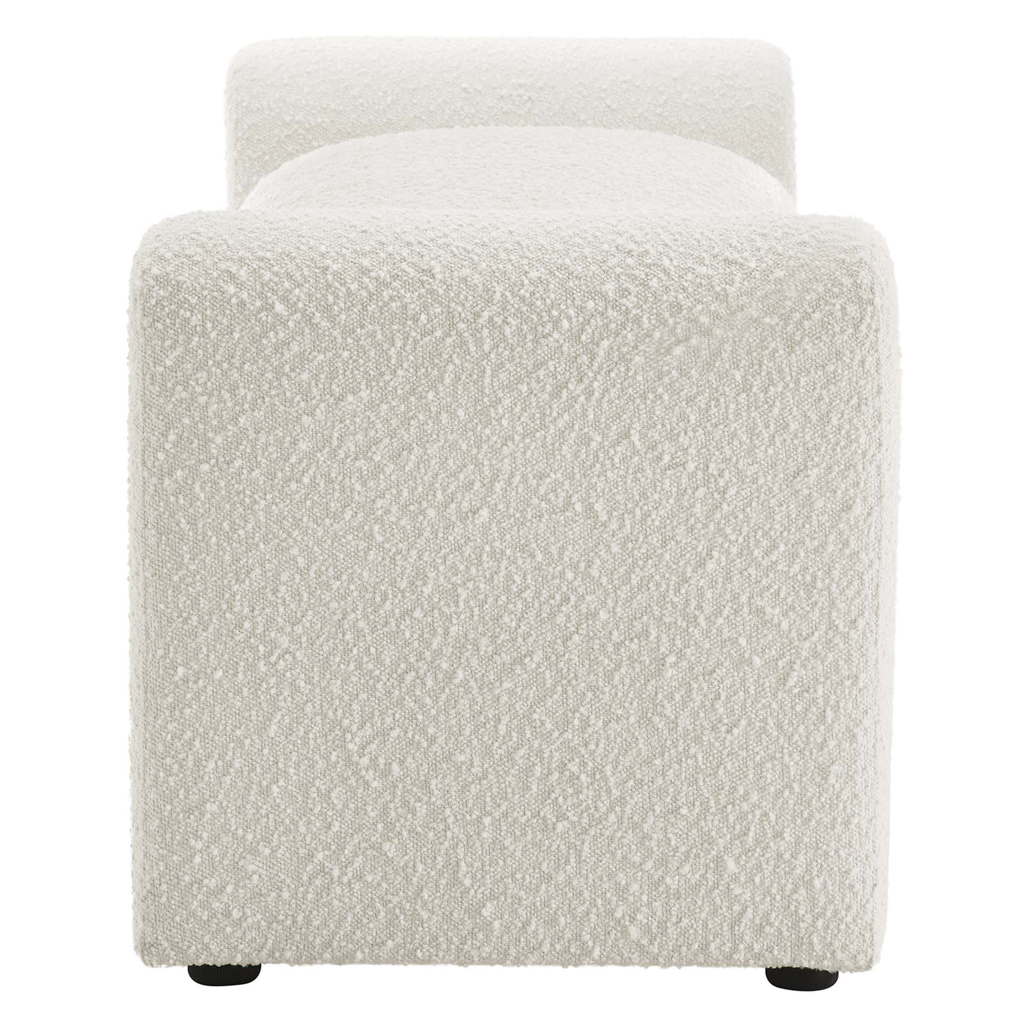 Waverly Boucle Fabric Bench, Ivory