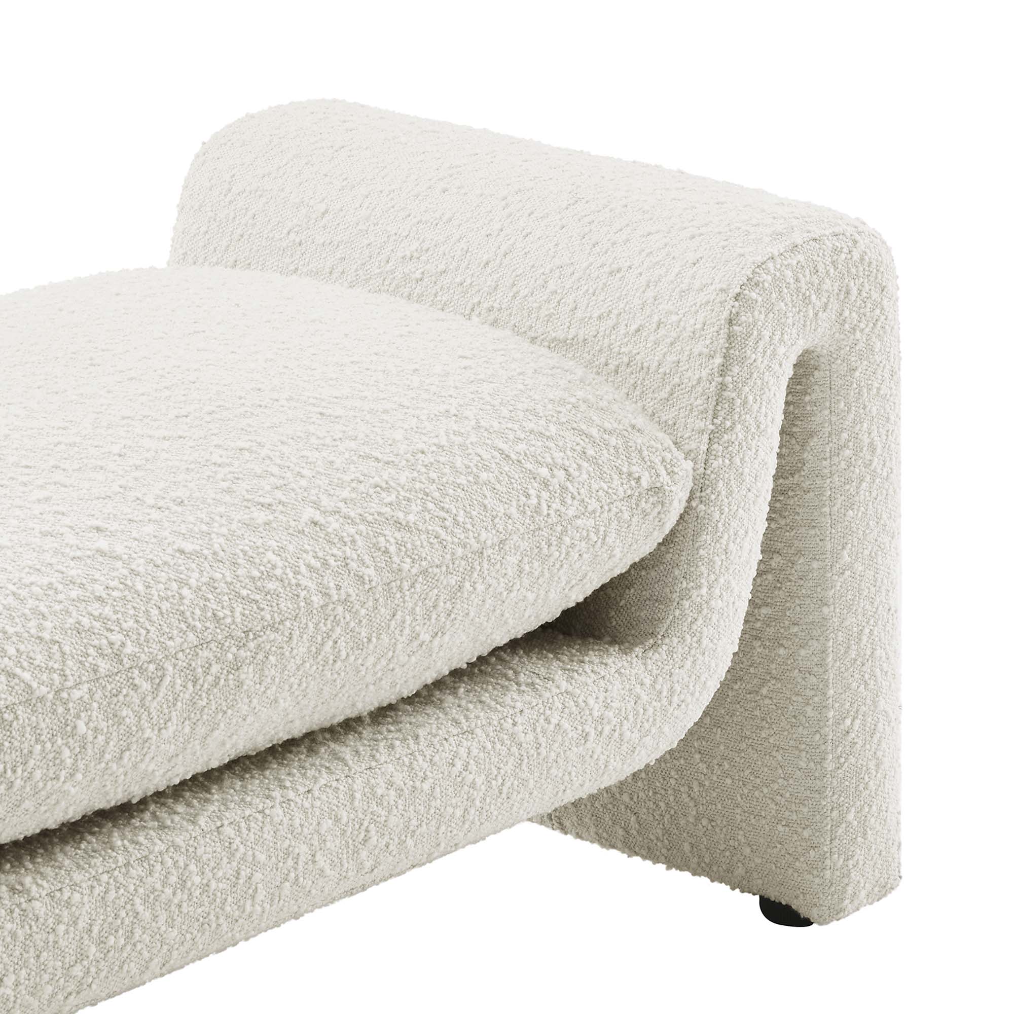 Waverly Boucle Fabric Bench, Ivory