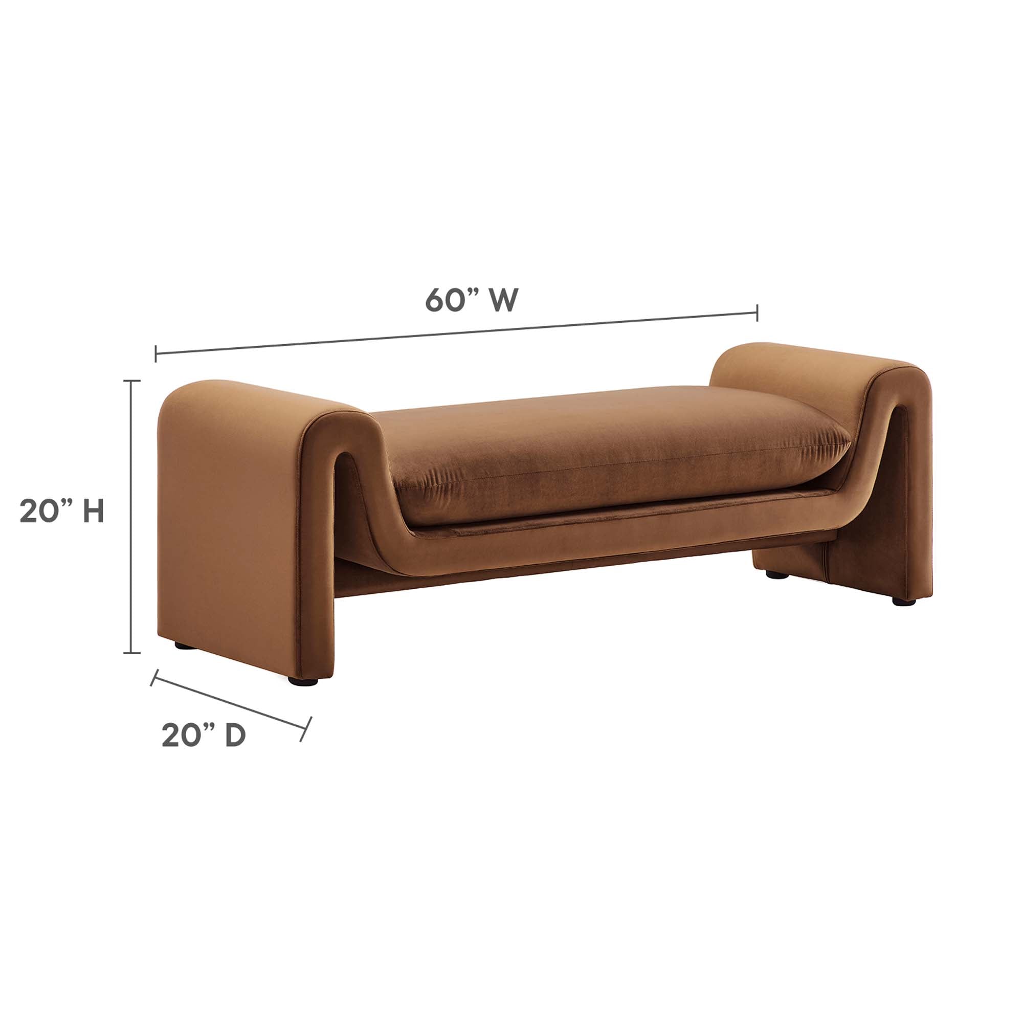Waverly Performance Velvet Bench, Brown