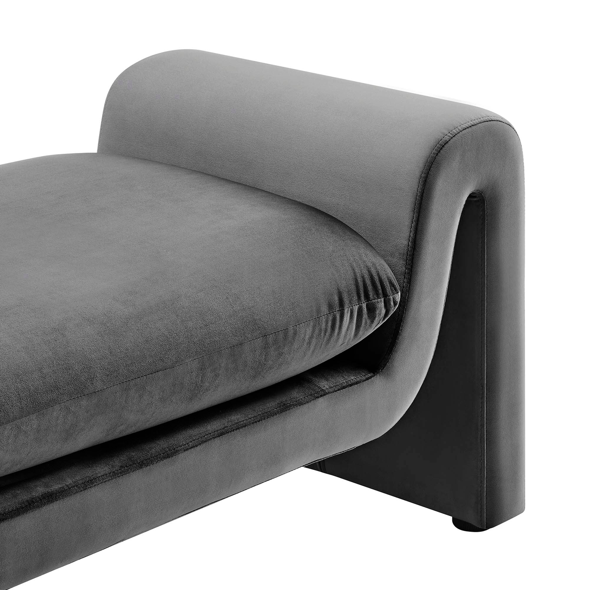 Waverly Performance Velvet Bench, Gray
