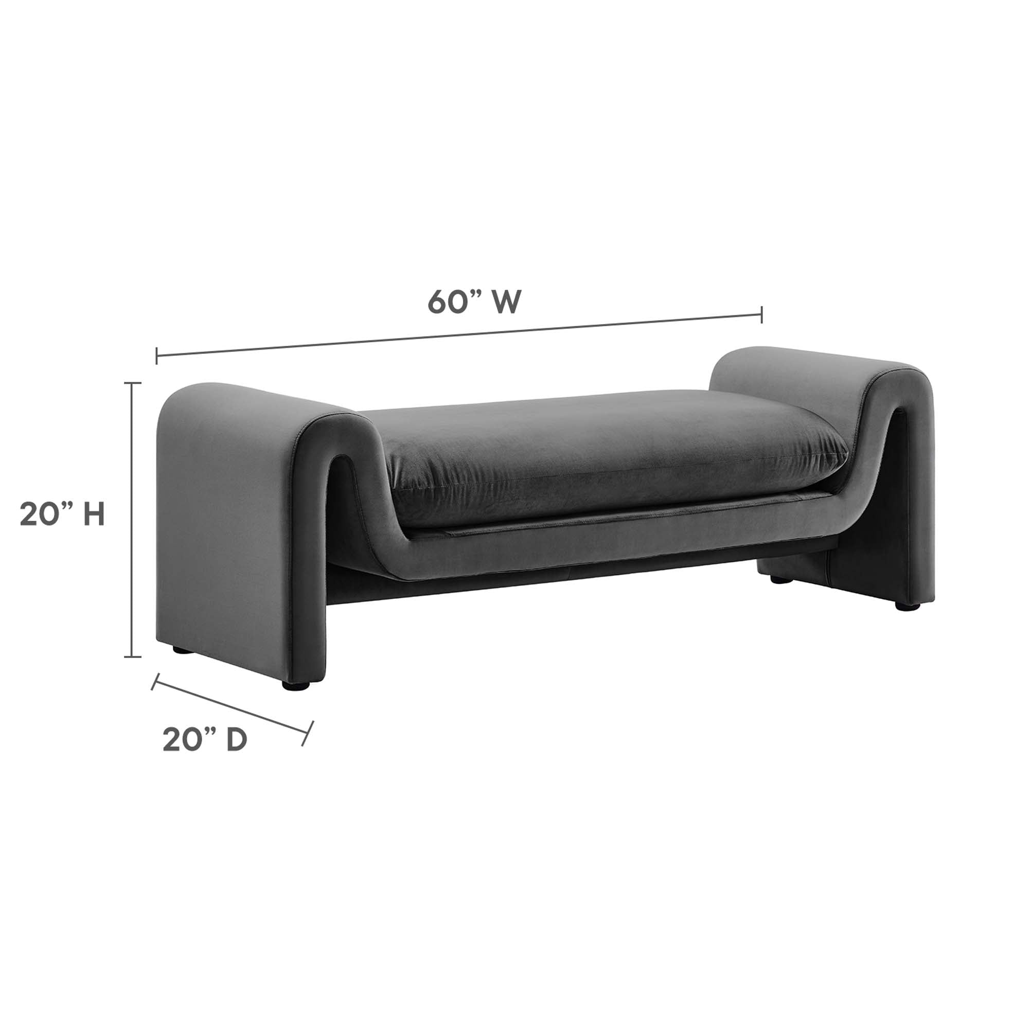 Waverly Performance Velvet Bench, Gray