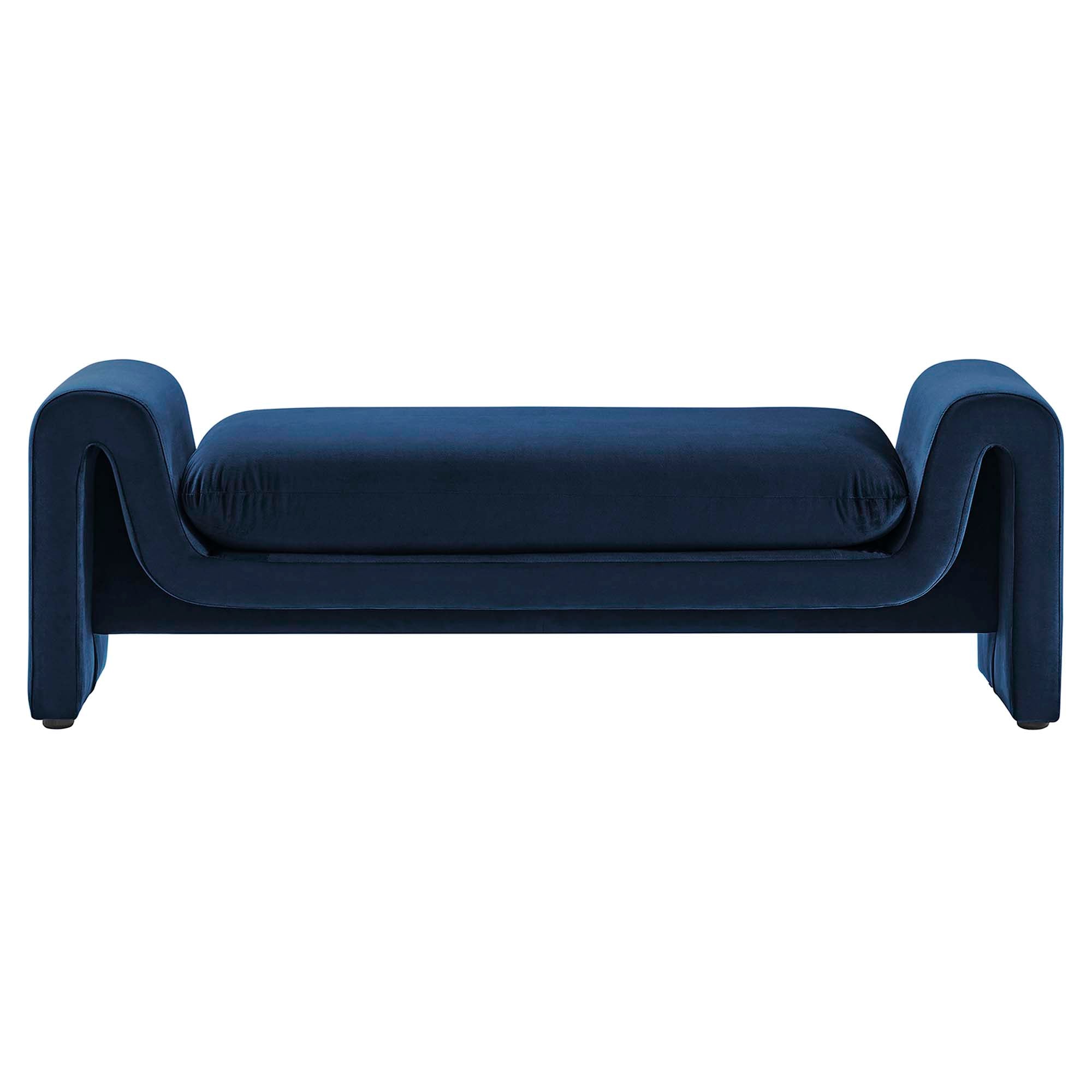 Waverly Performance Velvet Bench, Midnight Blue