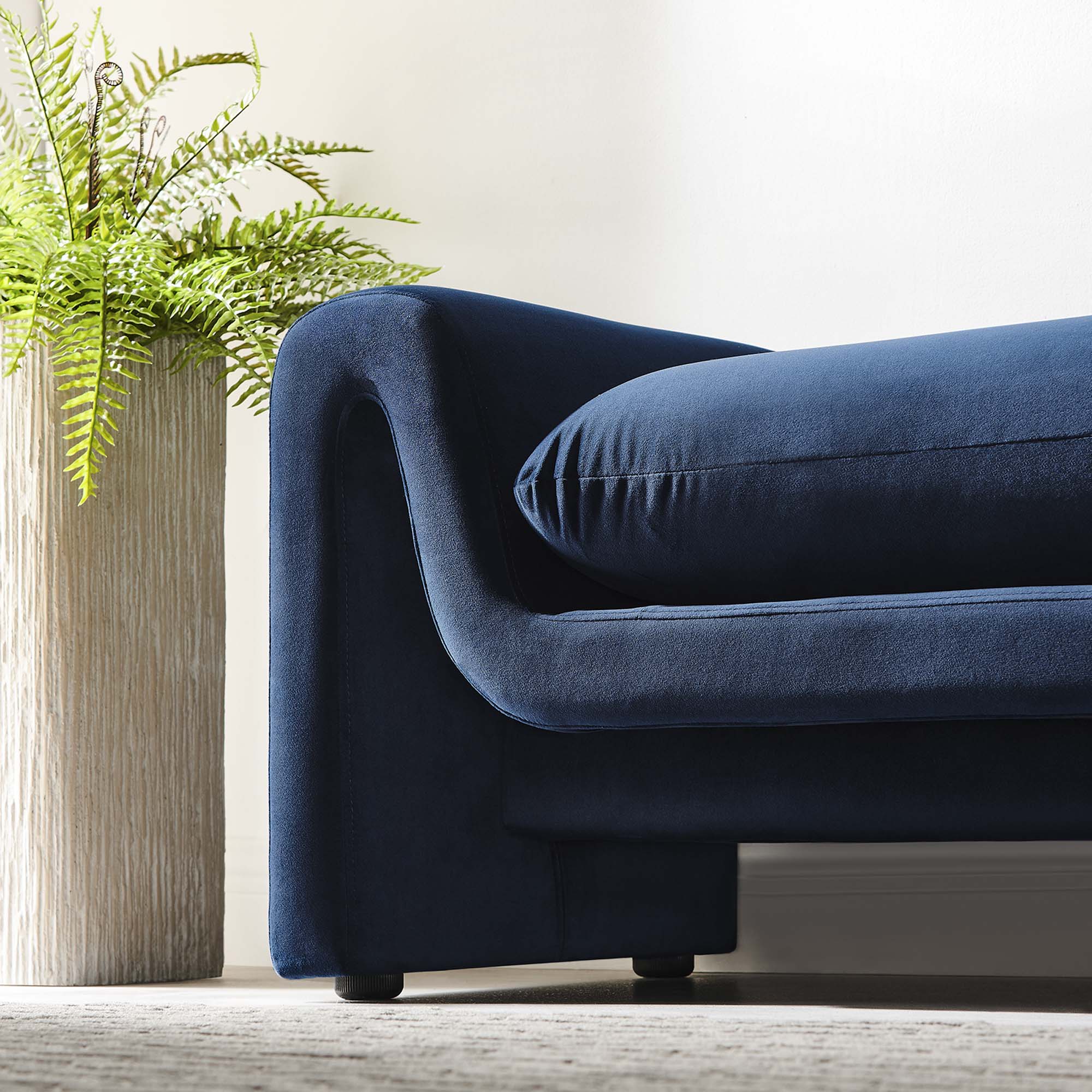 Waverly Performance Velvet Bench, Midnight Blue
